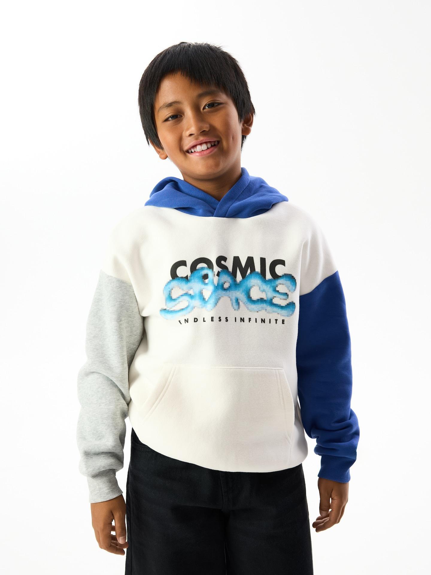Cream Cotton Hoodie, Ivory, large image number 5