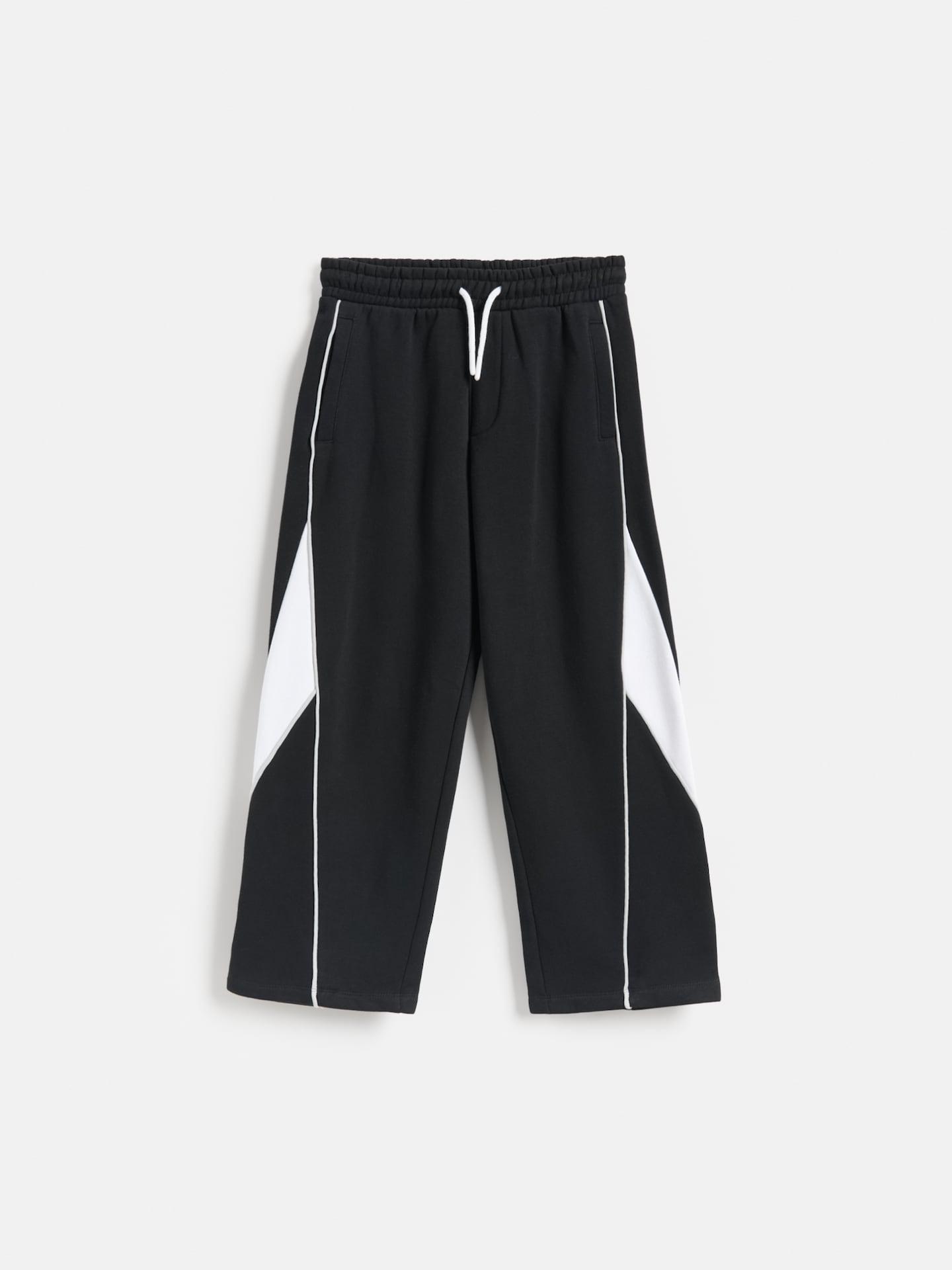 Black Wide-Leg Trousers With Applique, Black, medium