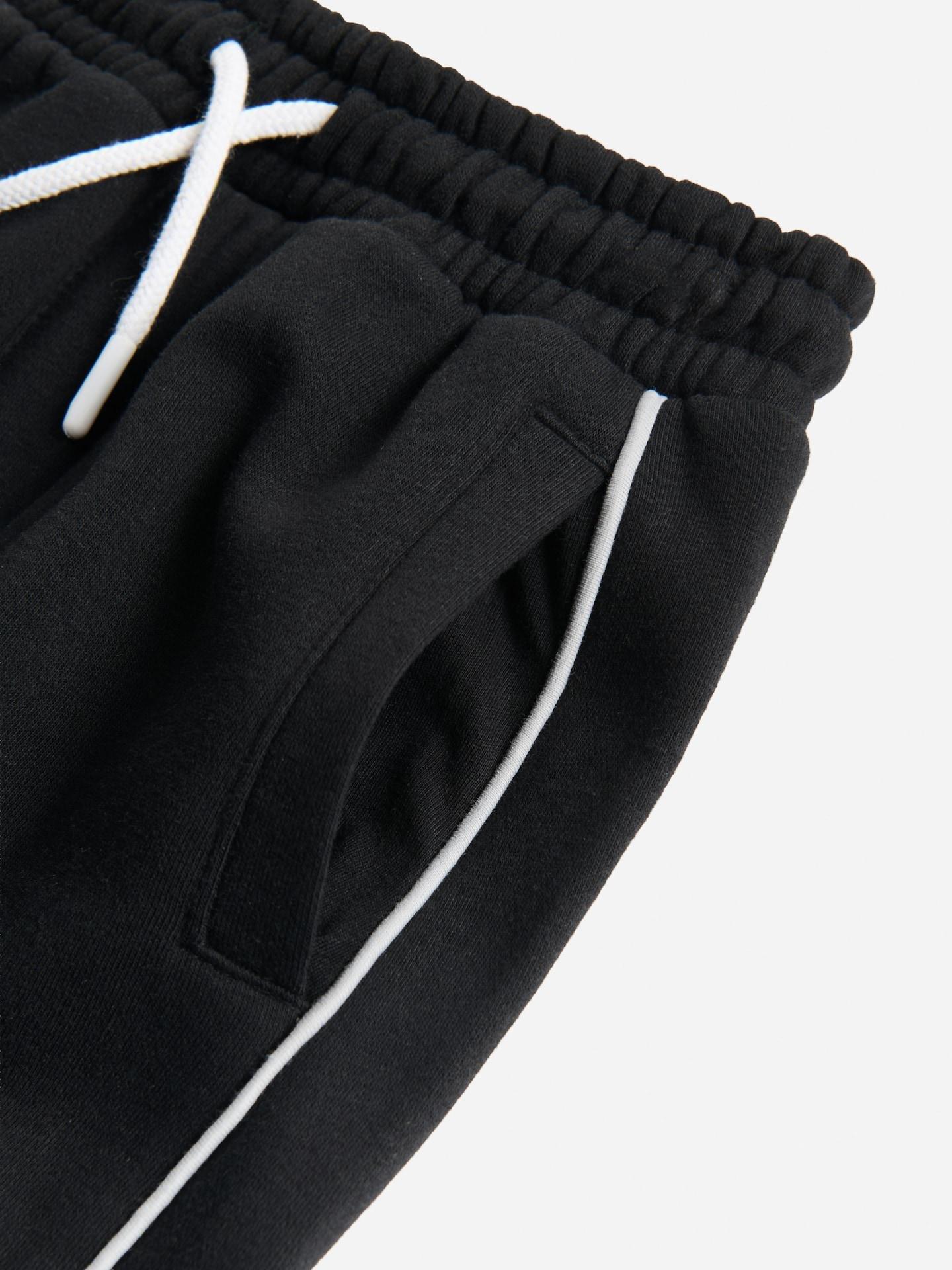 Black Wide-Leg Trousers With Applique, Black, medium