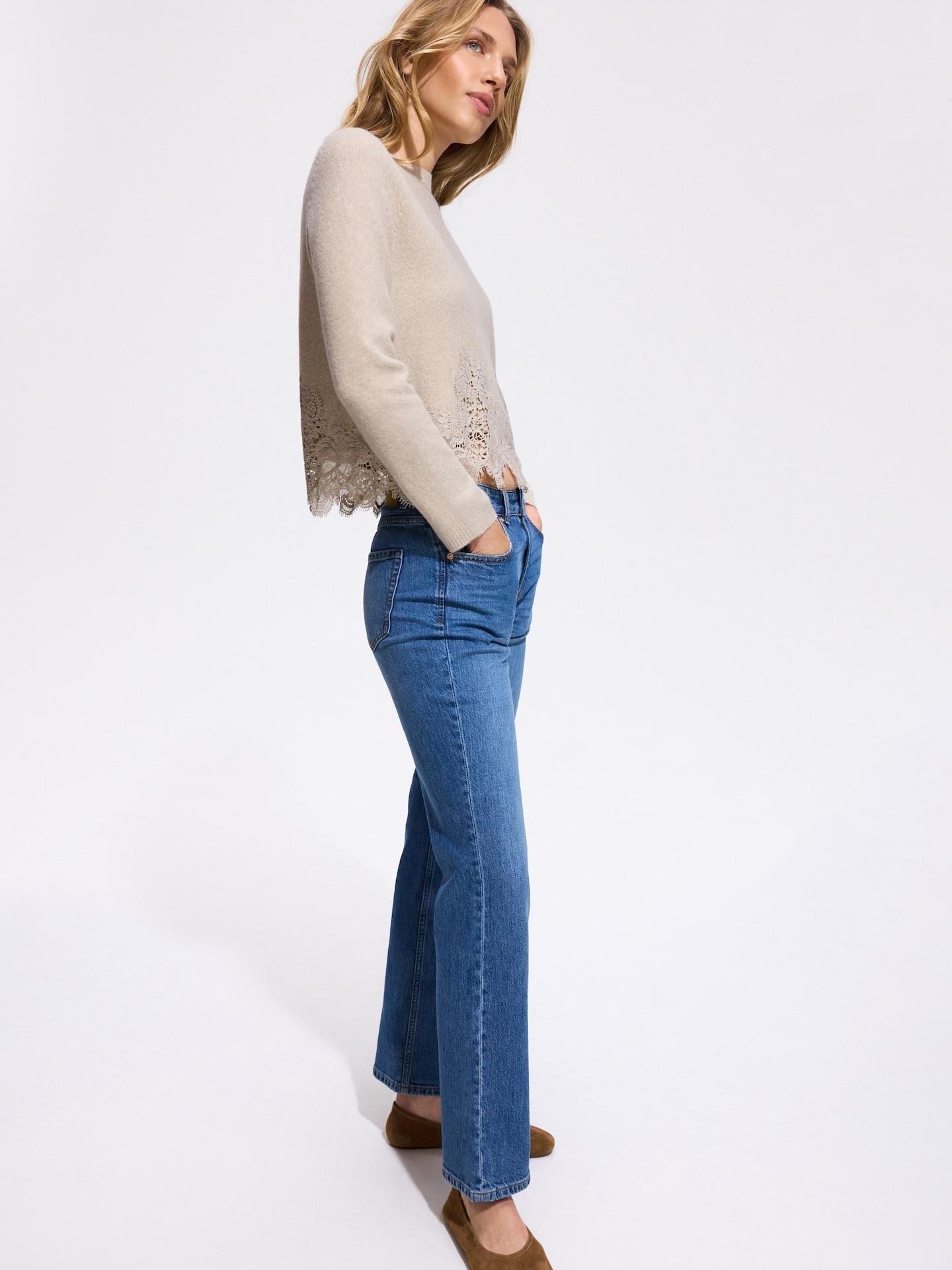 Beige Jumper With Lace Detail, Beige, large image number 2