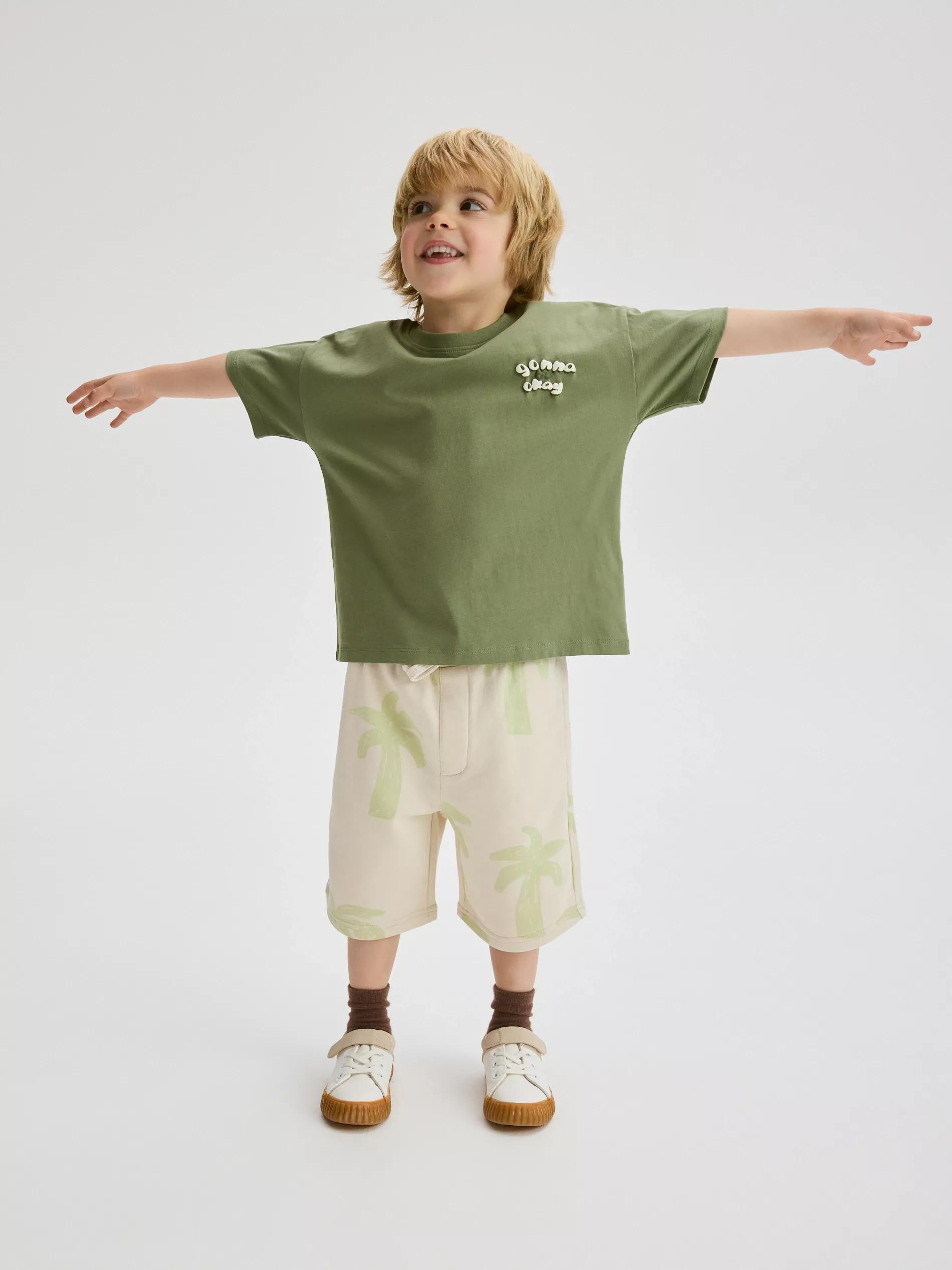 Green Cotton T-Shirt, Khaki, large image number 2
