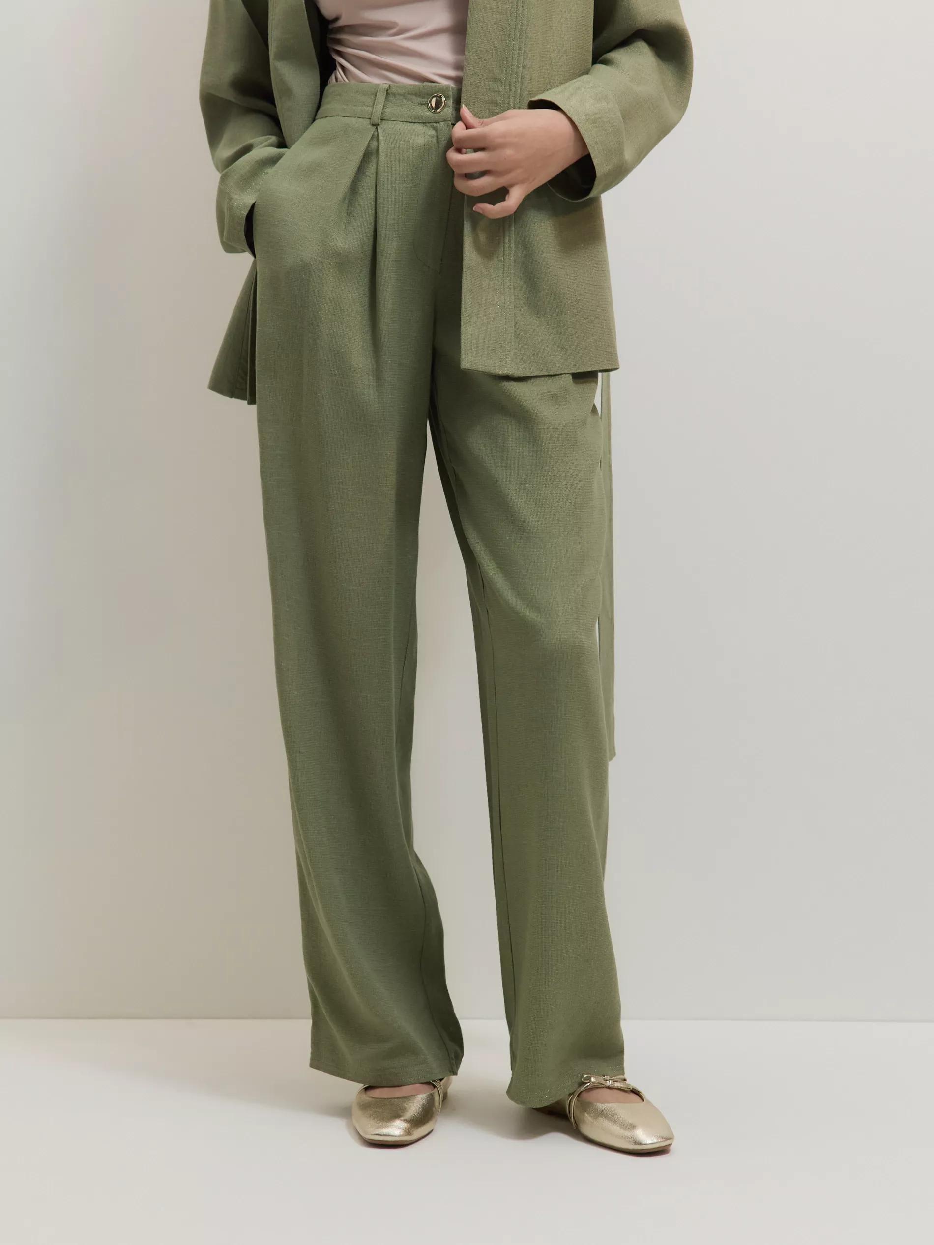 Green Linen-Lined Trousers, , large image number 0