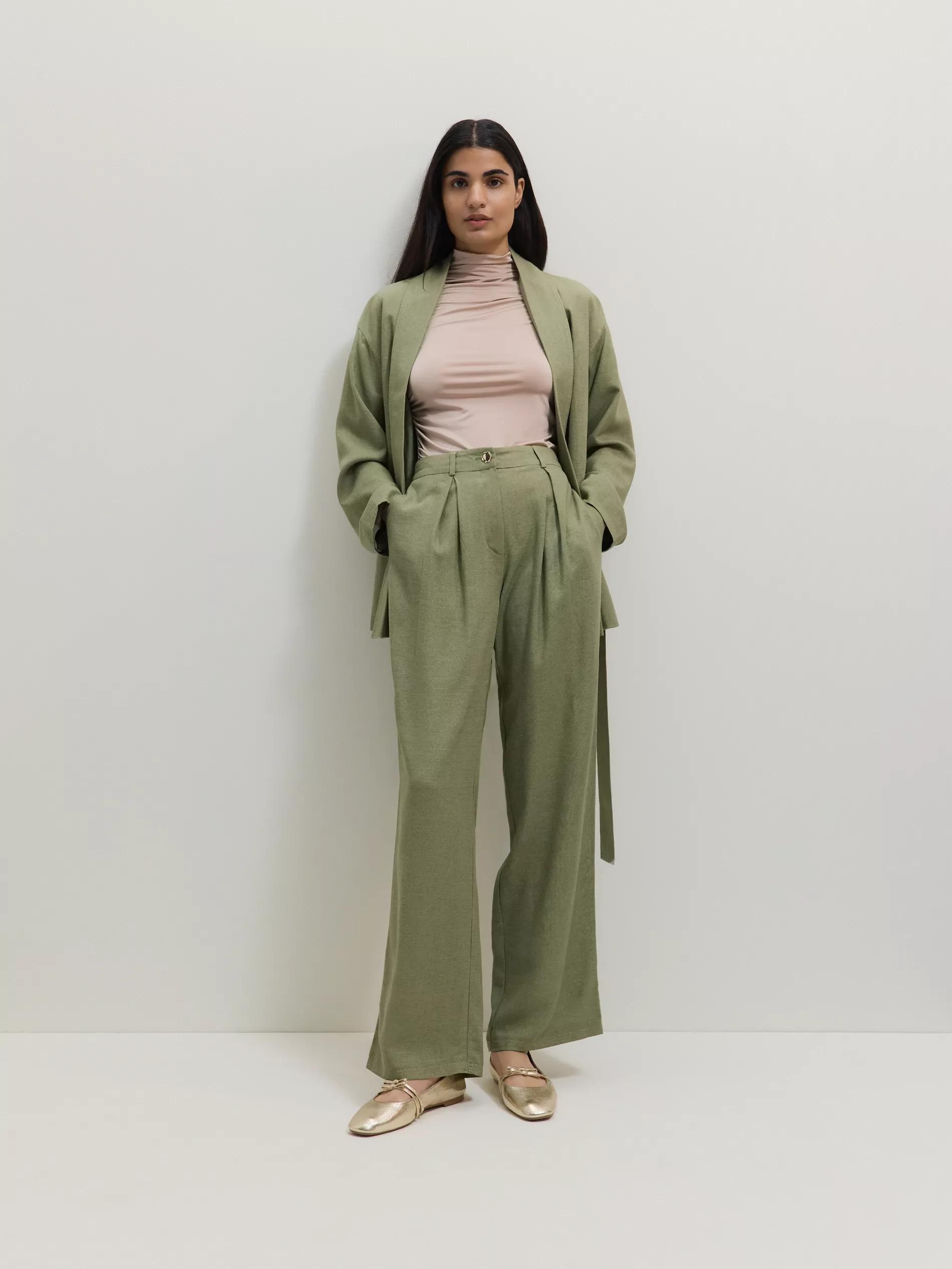 Green Linen-Lined Trousers, Green, large image number 3