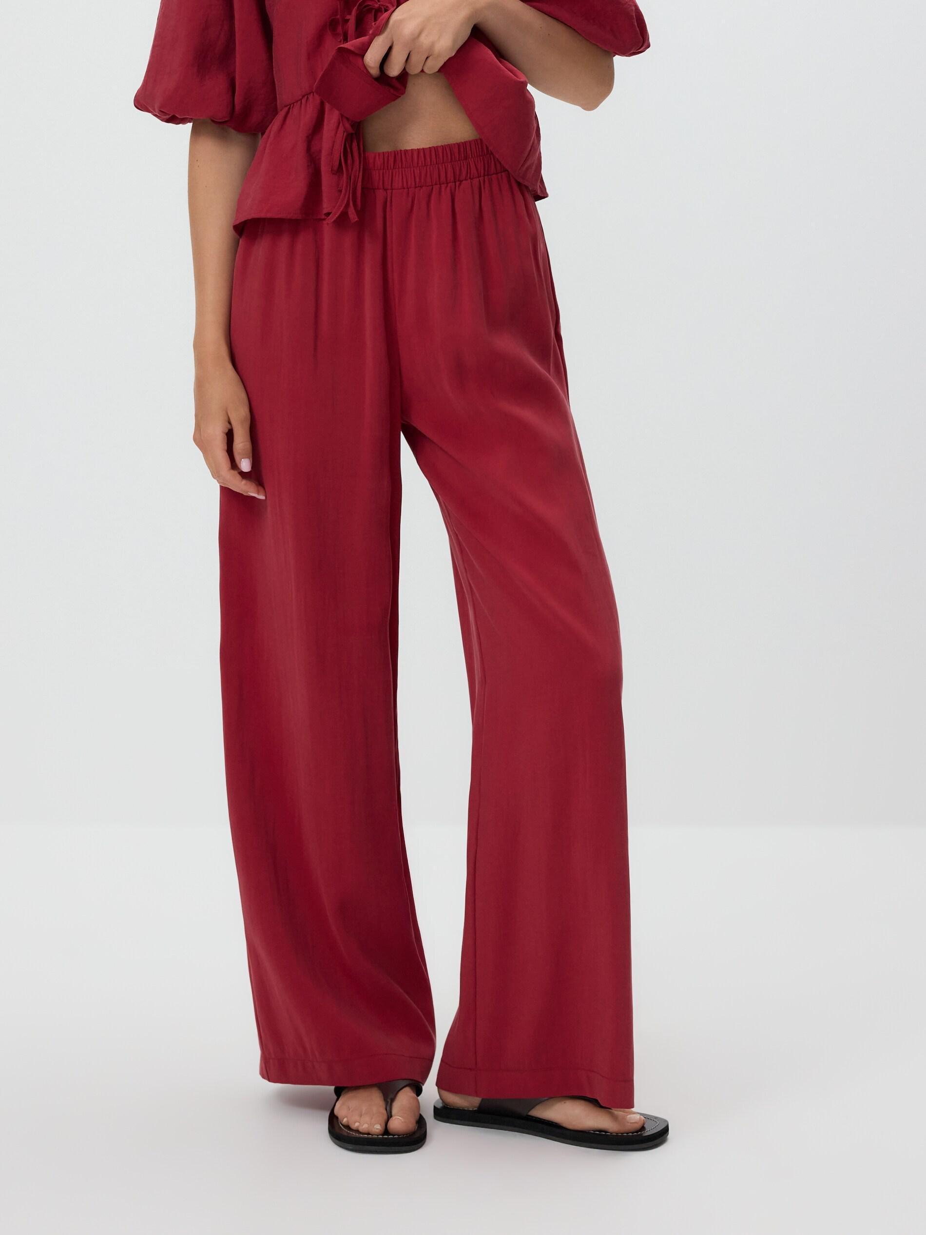 MAROON Loose modal blend trousers, Burgundy, medium