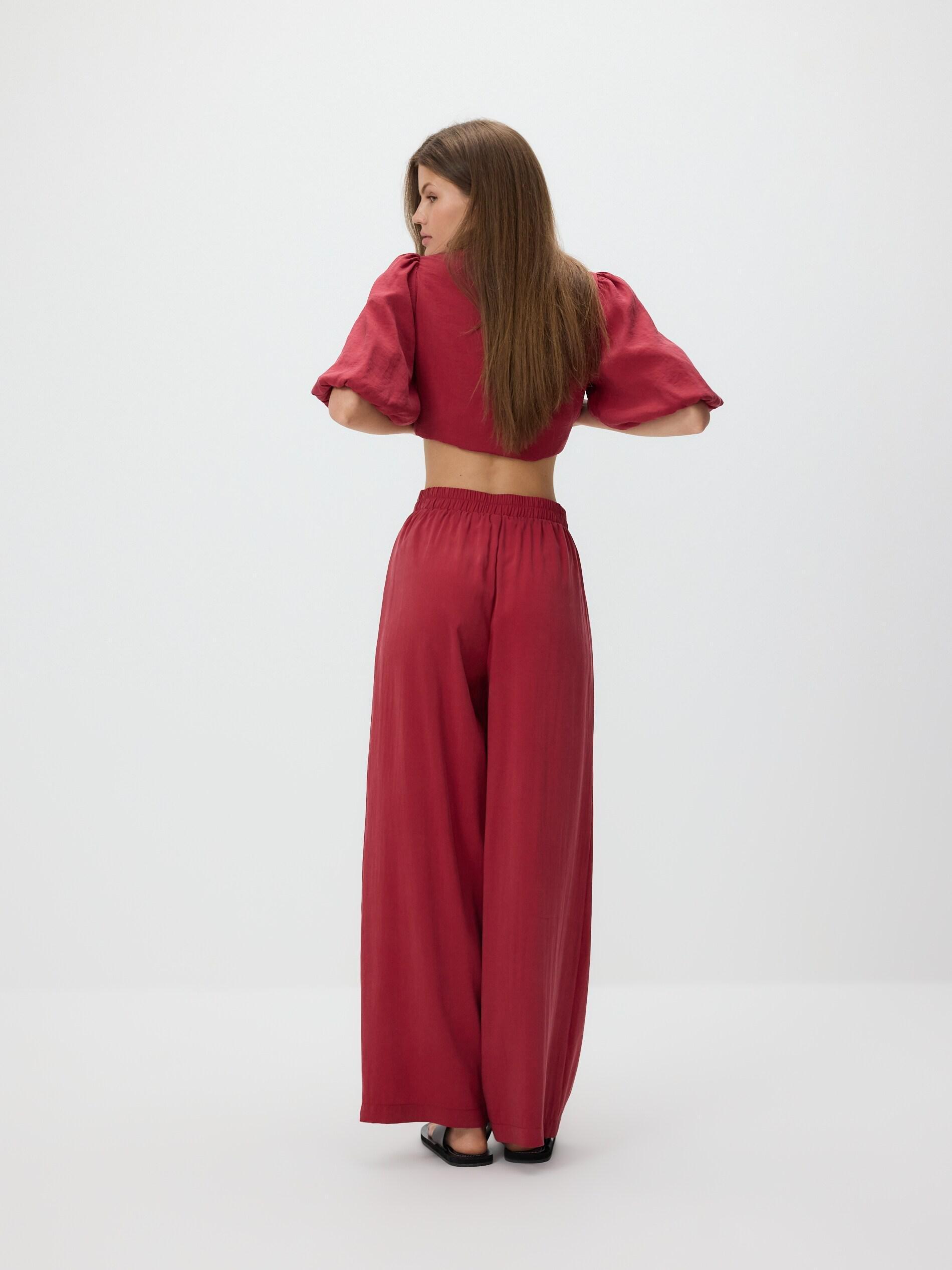 MAROON Loose modal blend trousers, Burgundy, medium