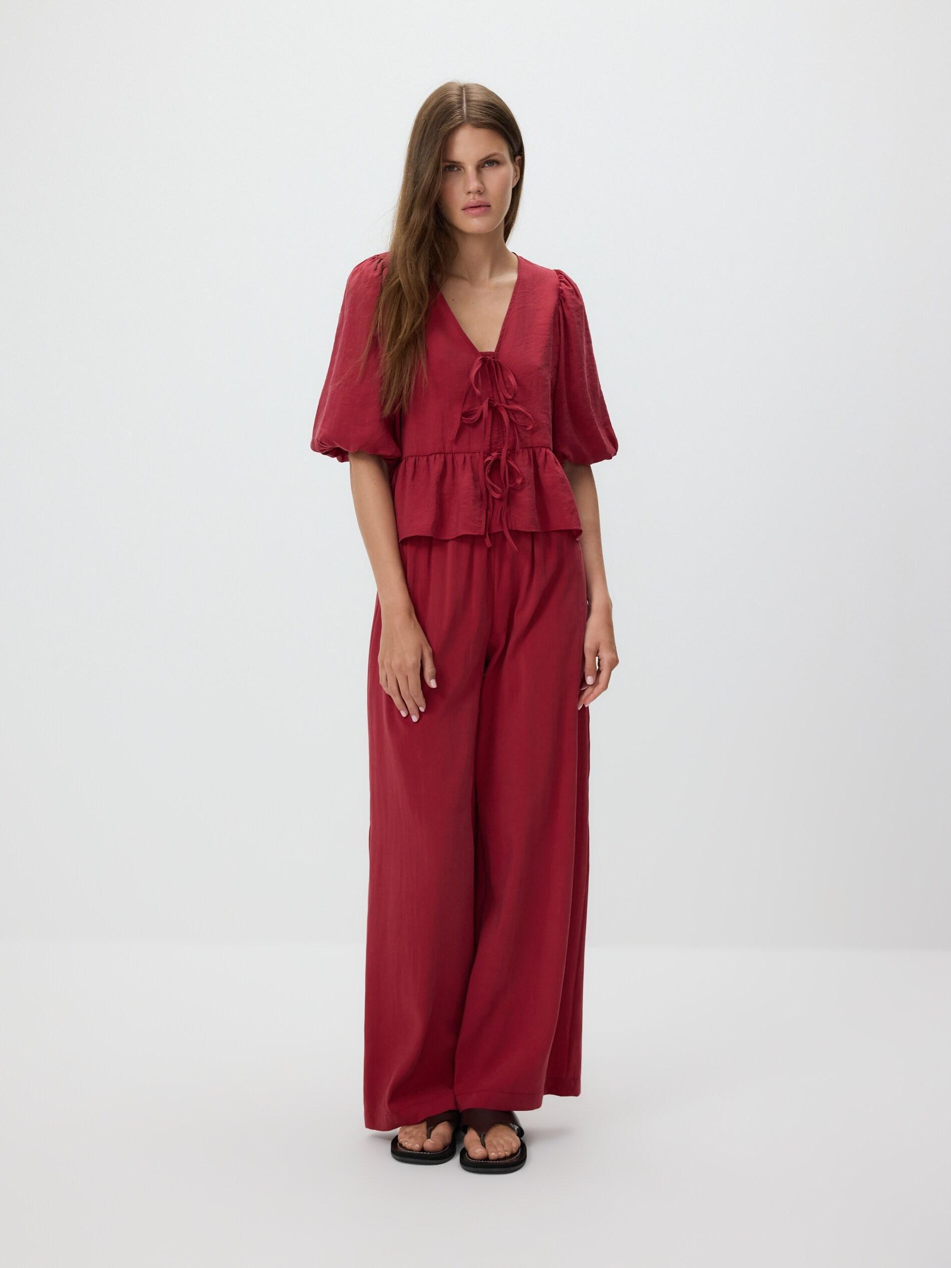 MAROON Loose modal blend trousers, Burgundy, large image number 2