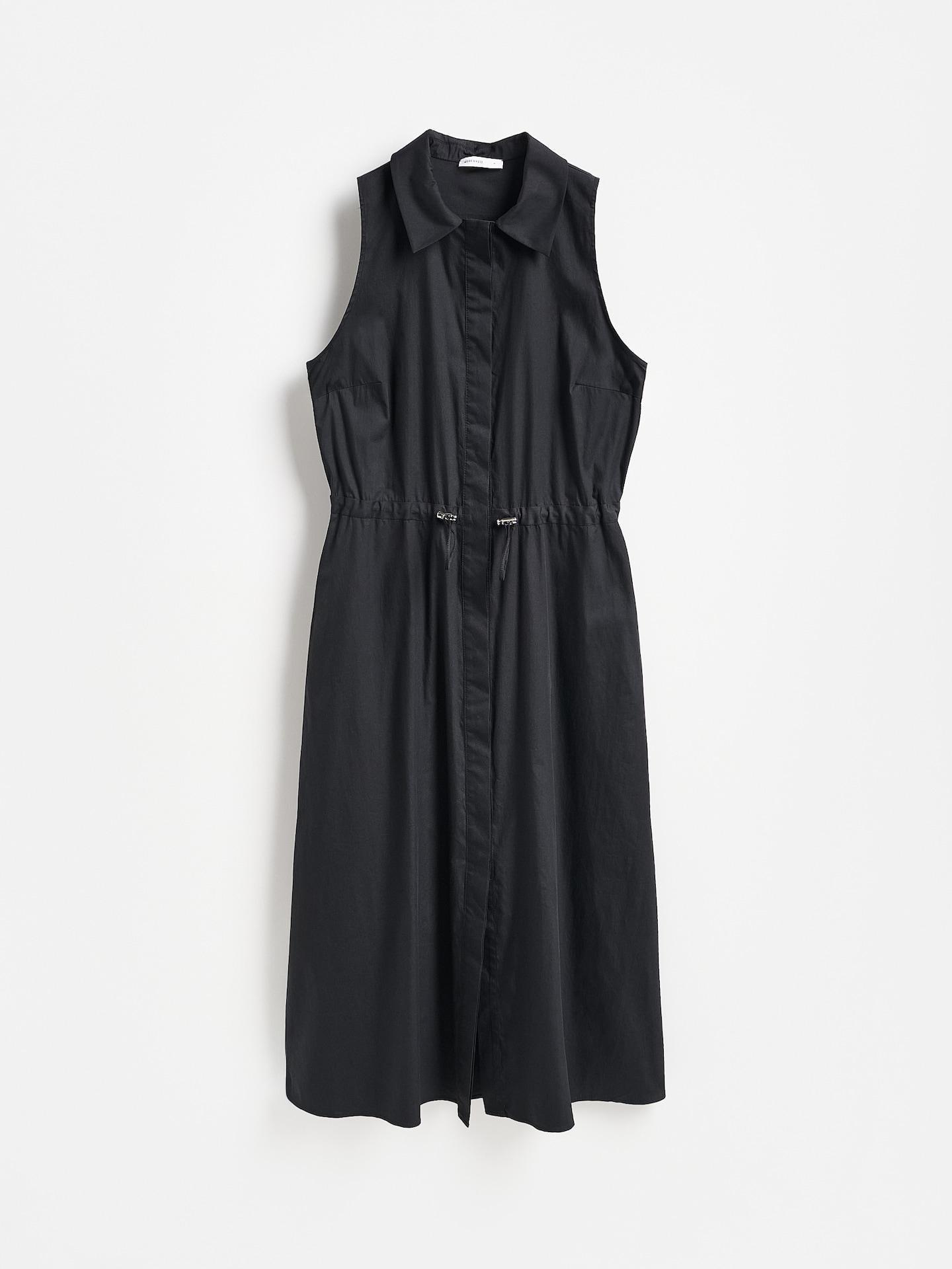 Black Midi Dress With Collar, Black, large image number 4
