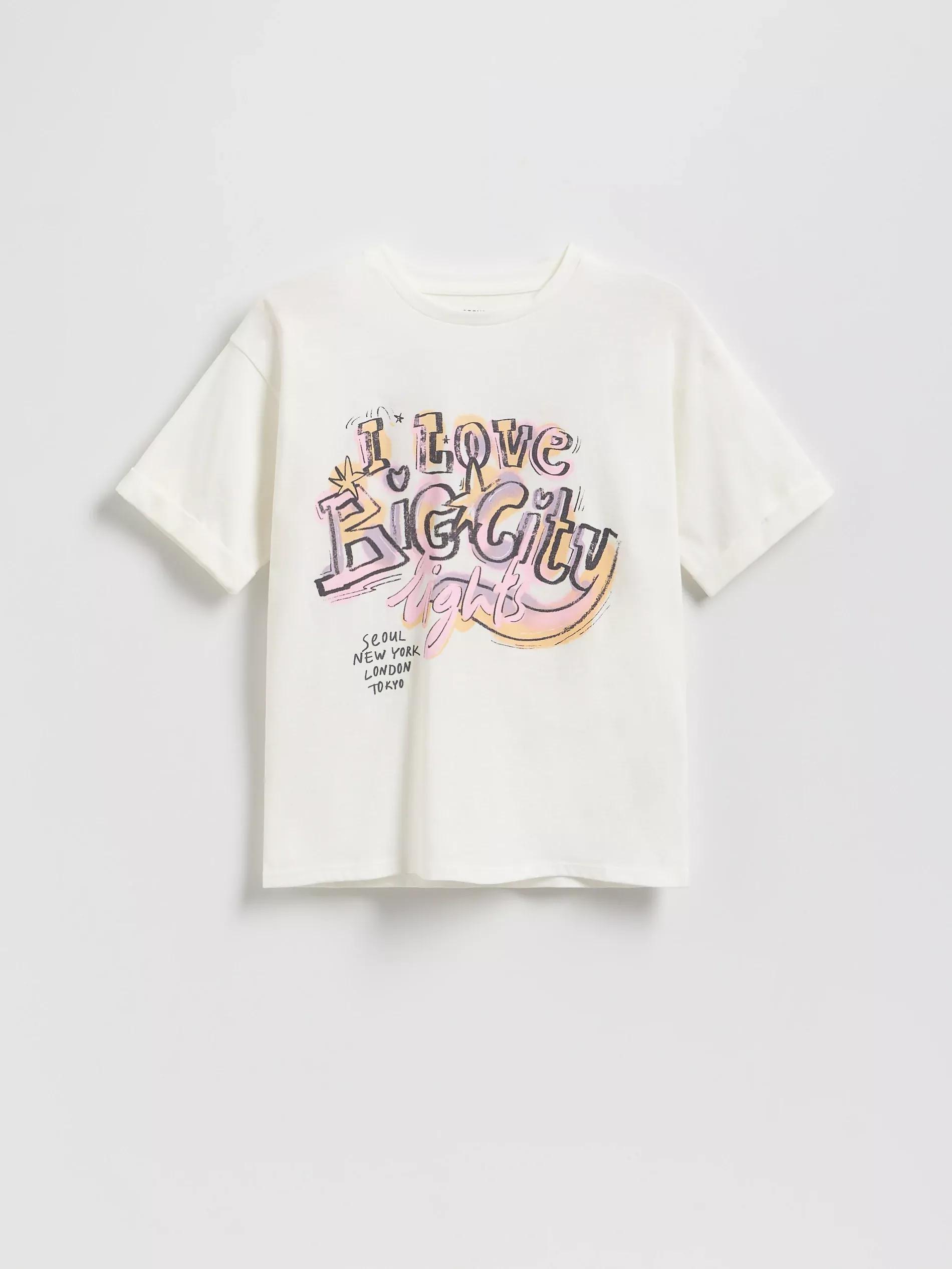 CREAM T-shirt with print, Ivory, large image number 0