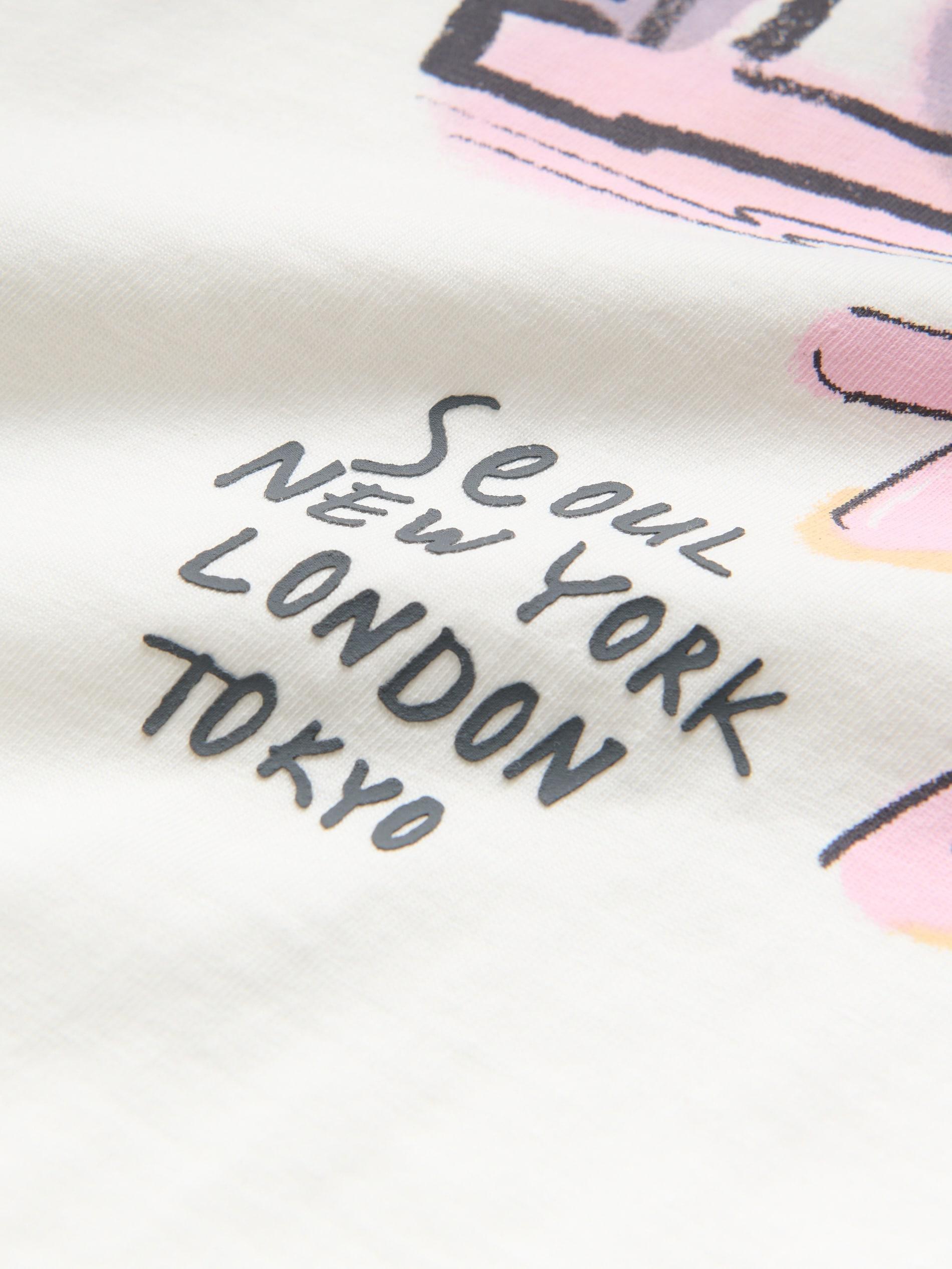 CREAM T-shirt with print, Ivory, medium