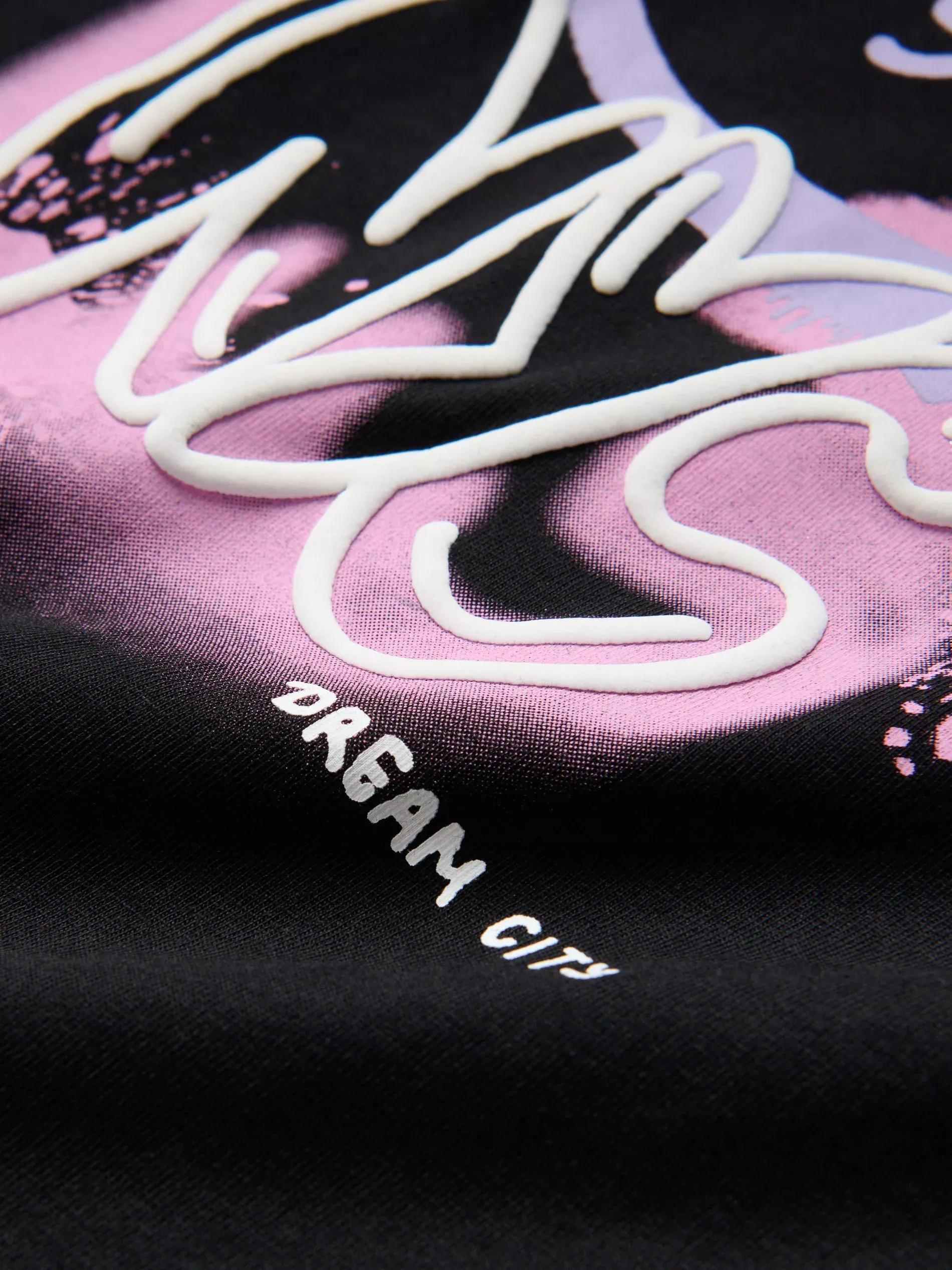 BLACK T-shirt with print, Black, large image number 1