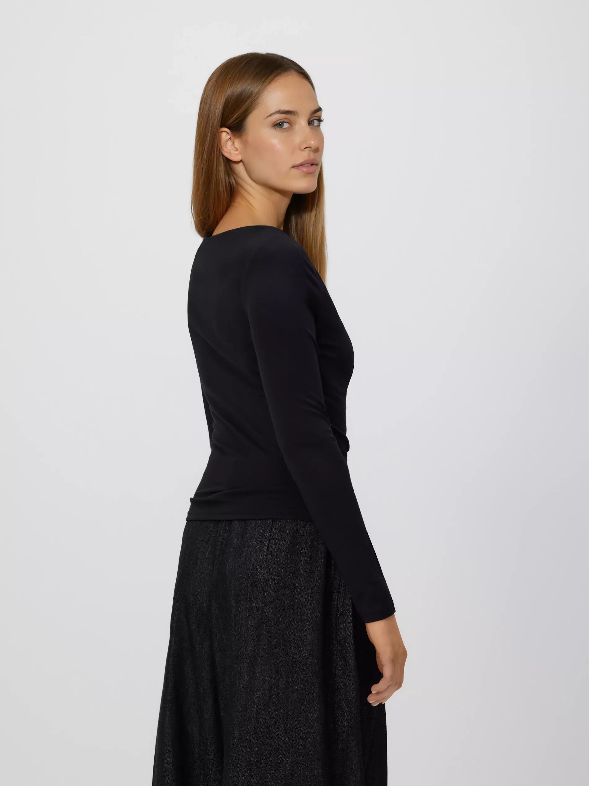 Black Modal Rich Long Sleeve Top, Black, large image number 3