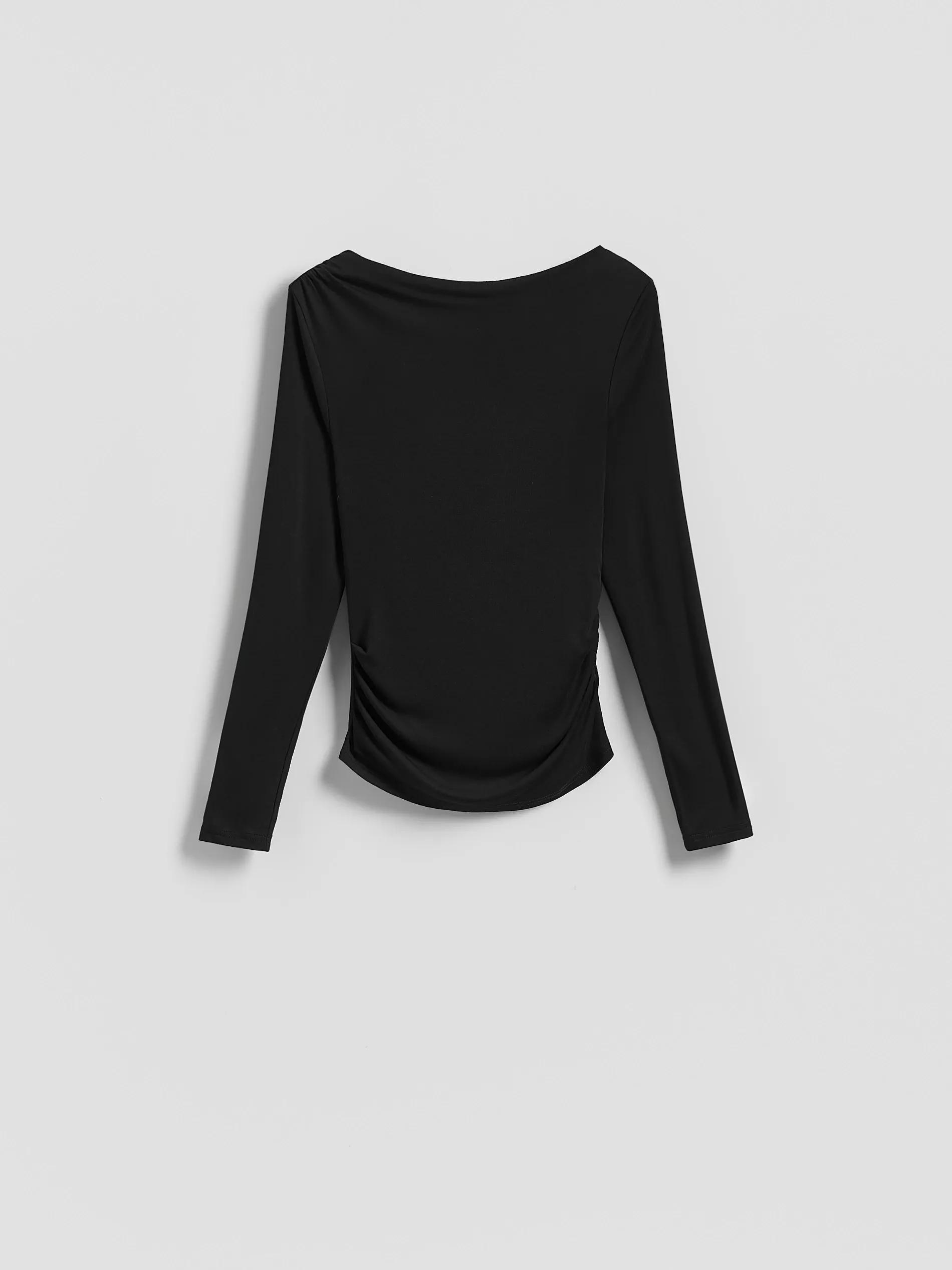 Black Modal Rich Long Sleeve Top, Black, large image number 4