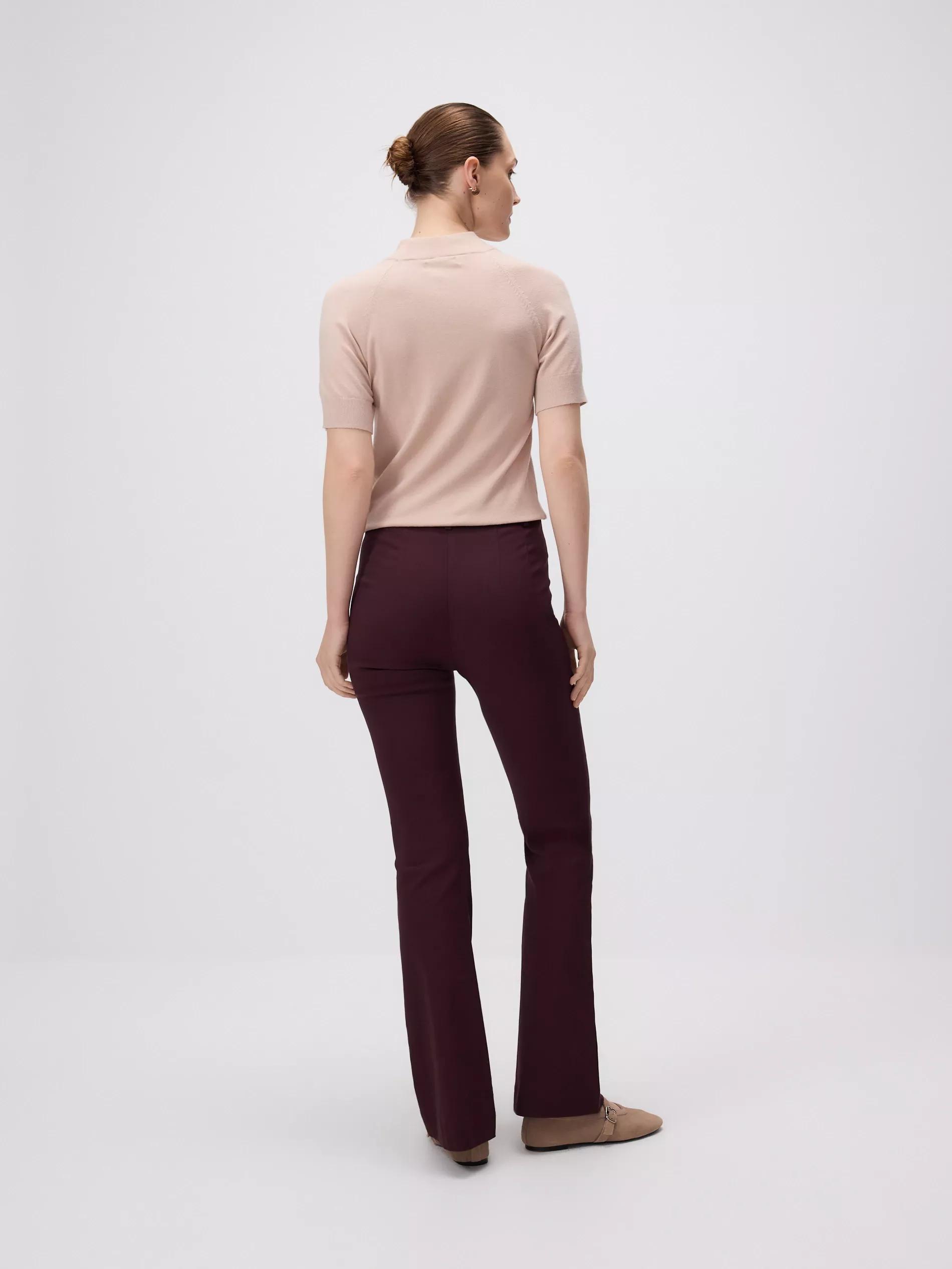 Burgundy Viscose Blend Flare Trousers, Purple, large image number 2