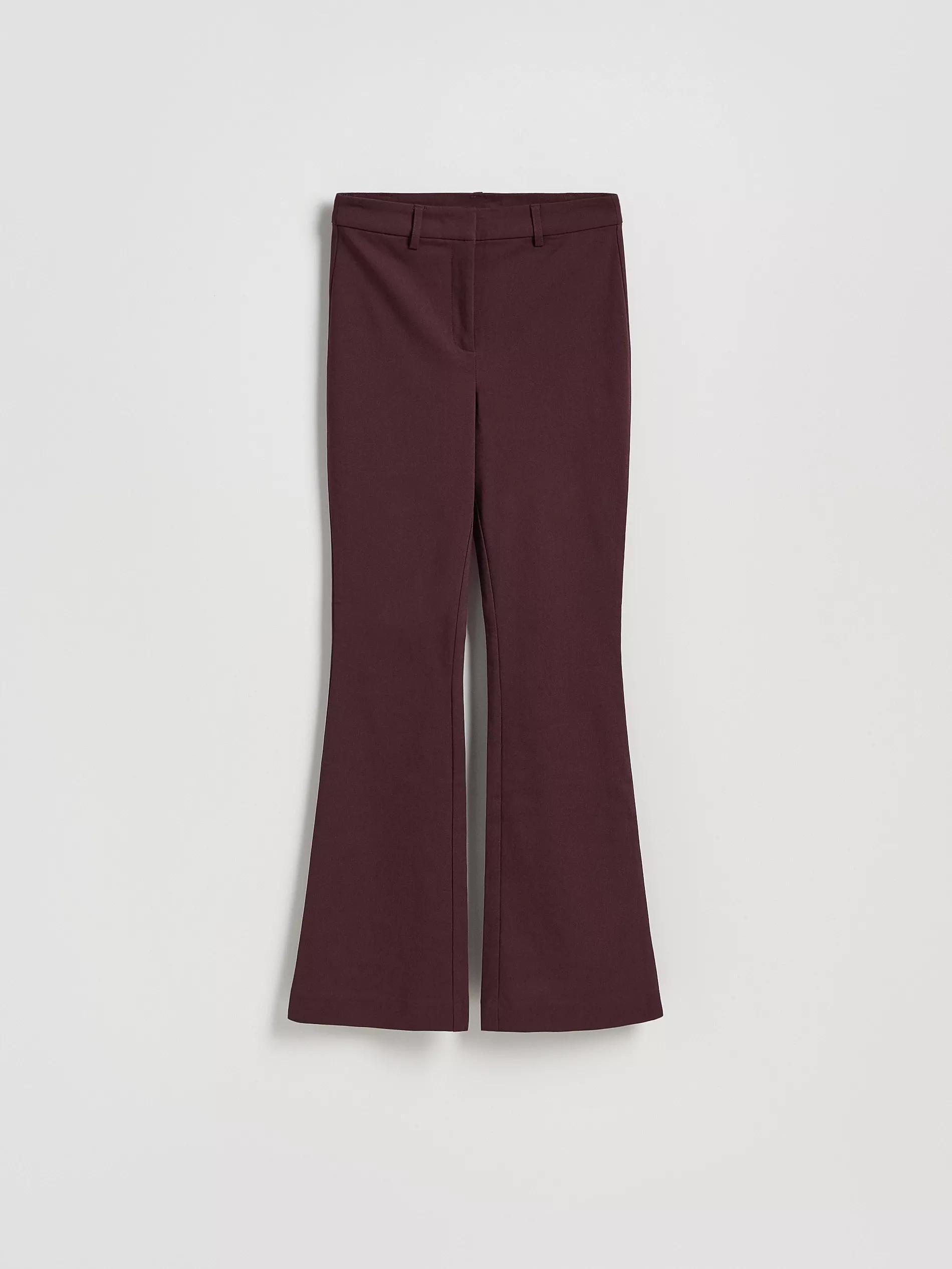 Burgundy Viscose Blend Flare Trousers, Purple, large image number 3