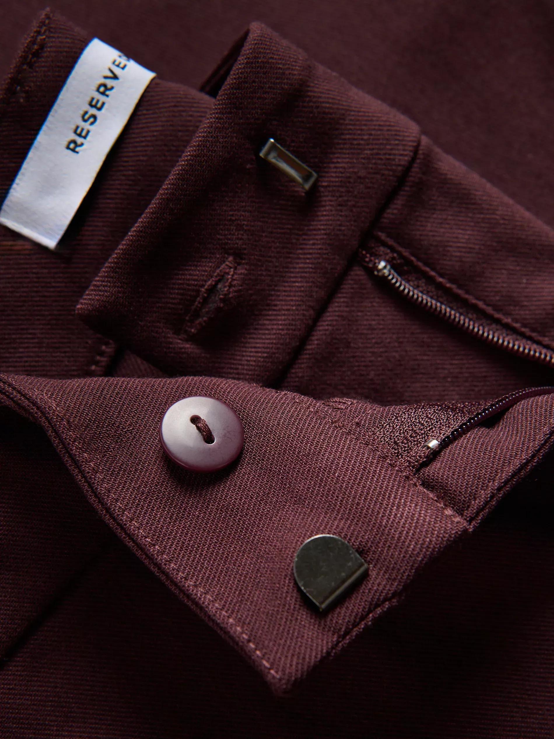 Burgundy Viscose Blend Flare Trousers, Purple, large image number 4