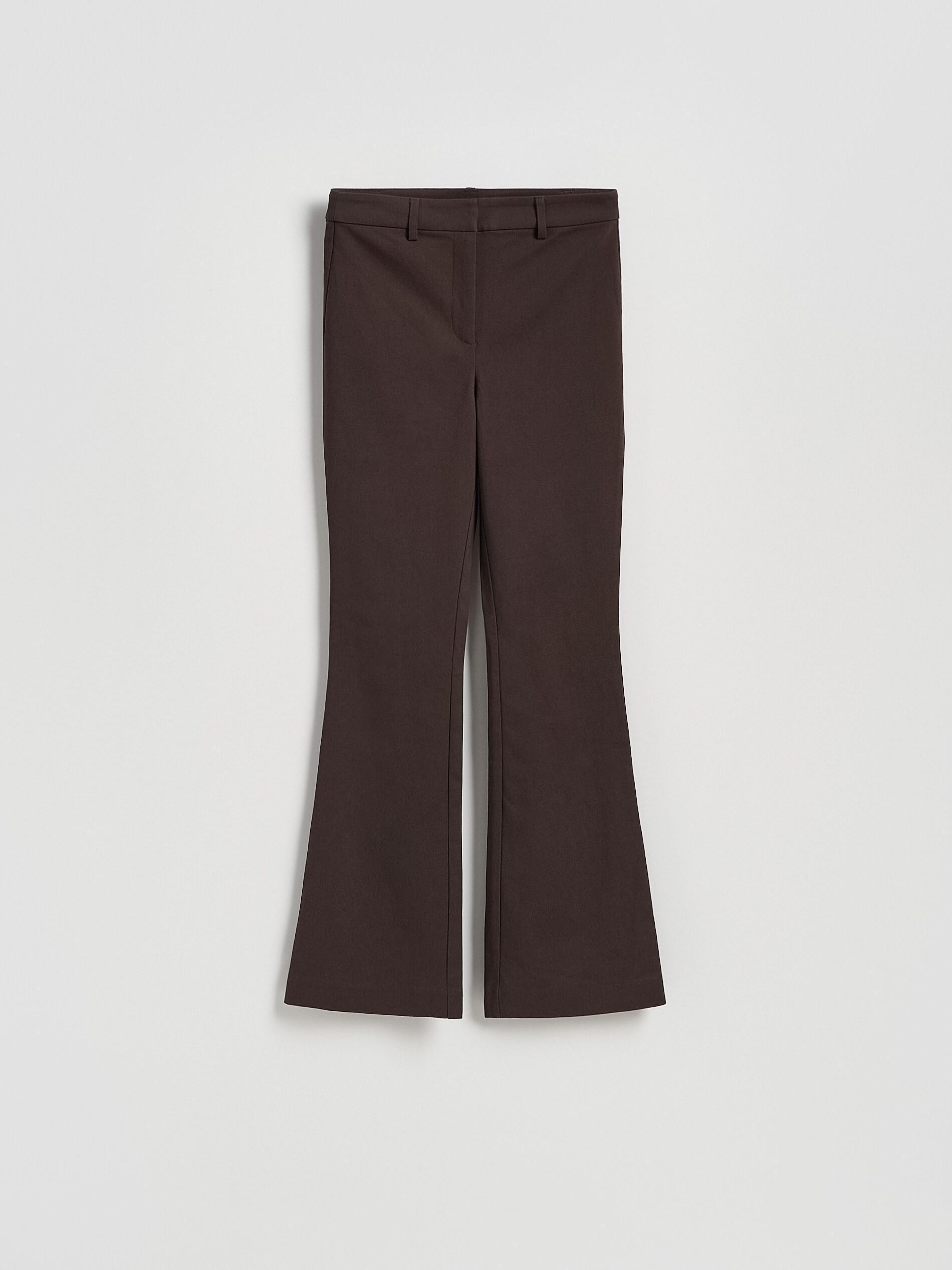 Brown Viscose Blend Flare Trousers, Brown, large image number 4