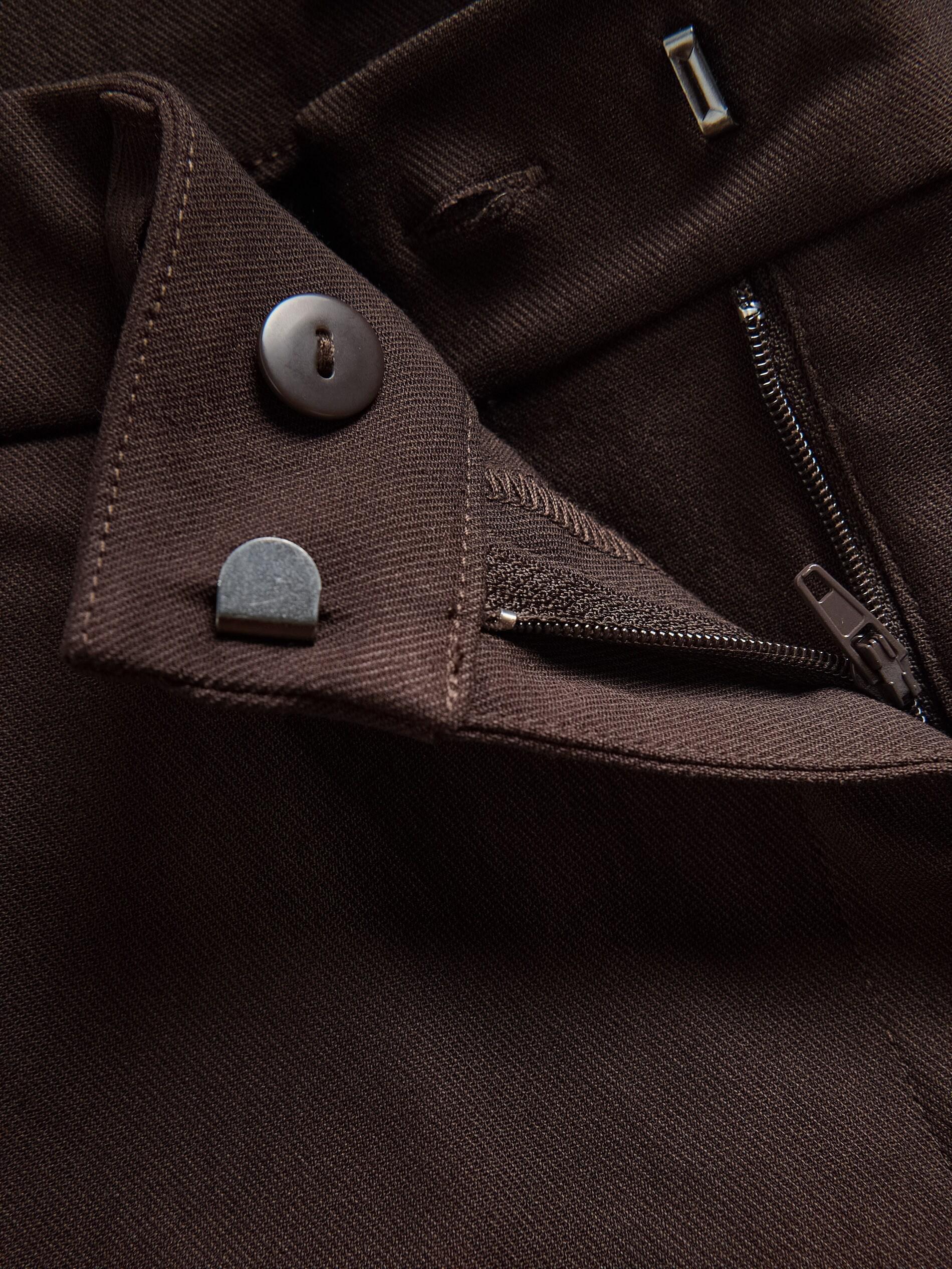 Brown Viscose Blend Flare Trousers, Brown, large image number 5