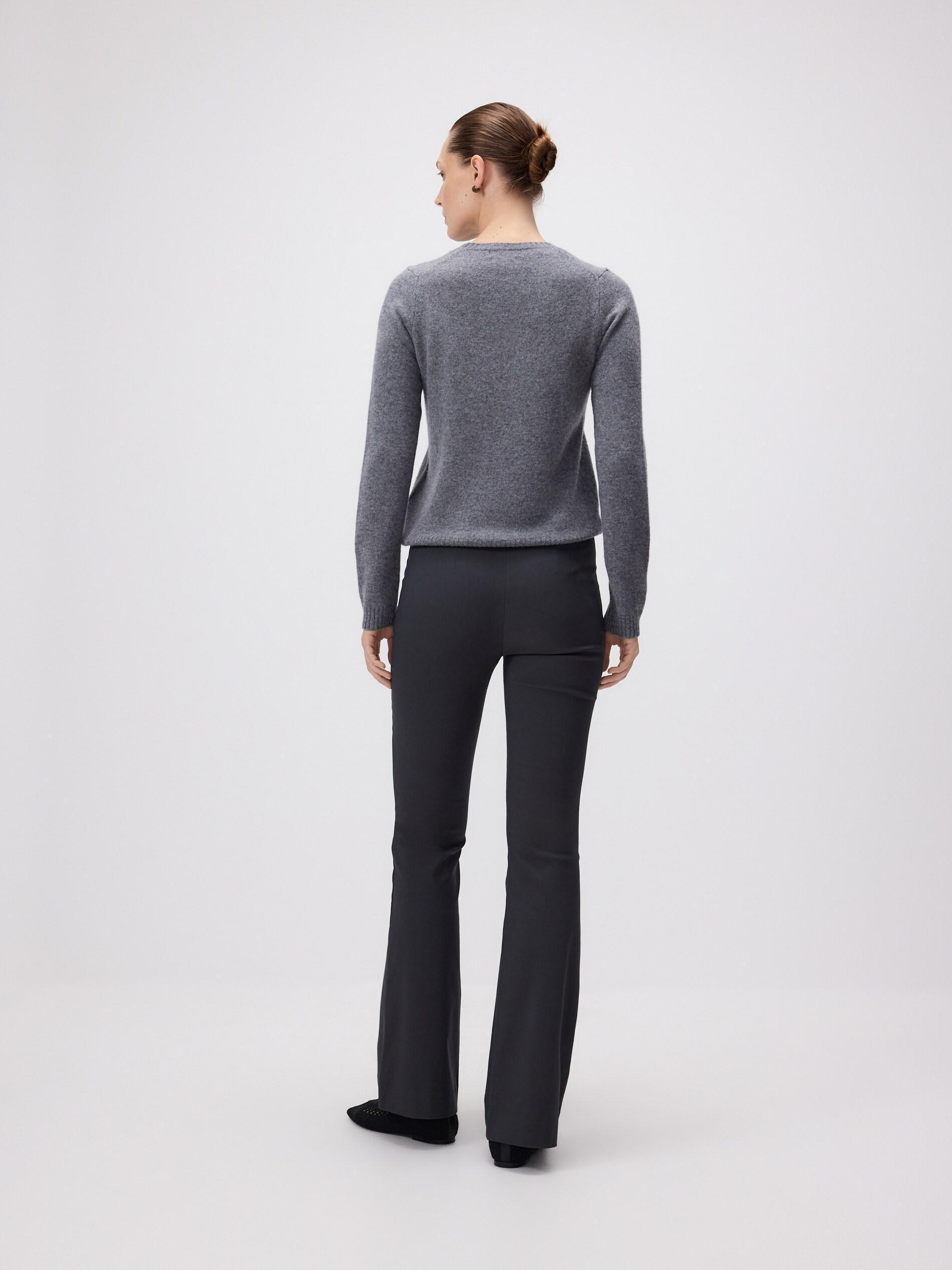 Grey Viscose Blend Flare Trousers, Grey, large image number 3
