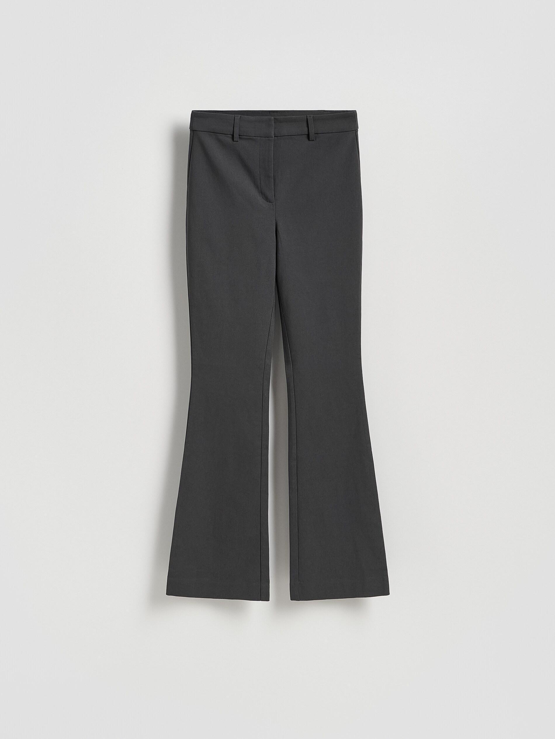 Grey Viscose Blend Flare Trousers, Grey, large image number 4