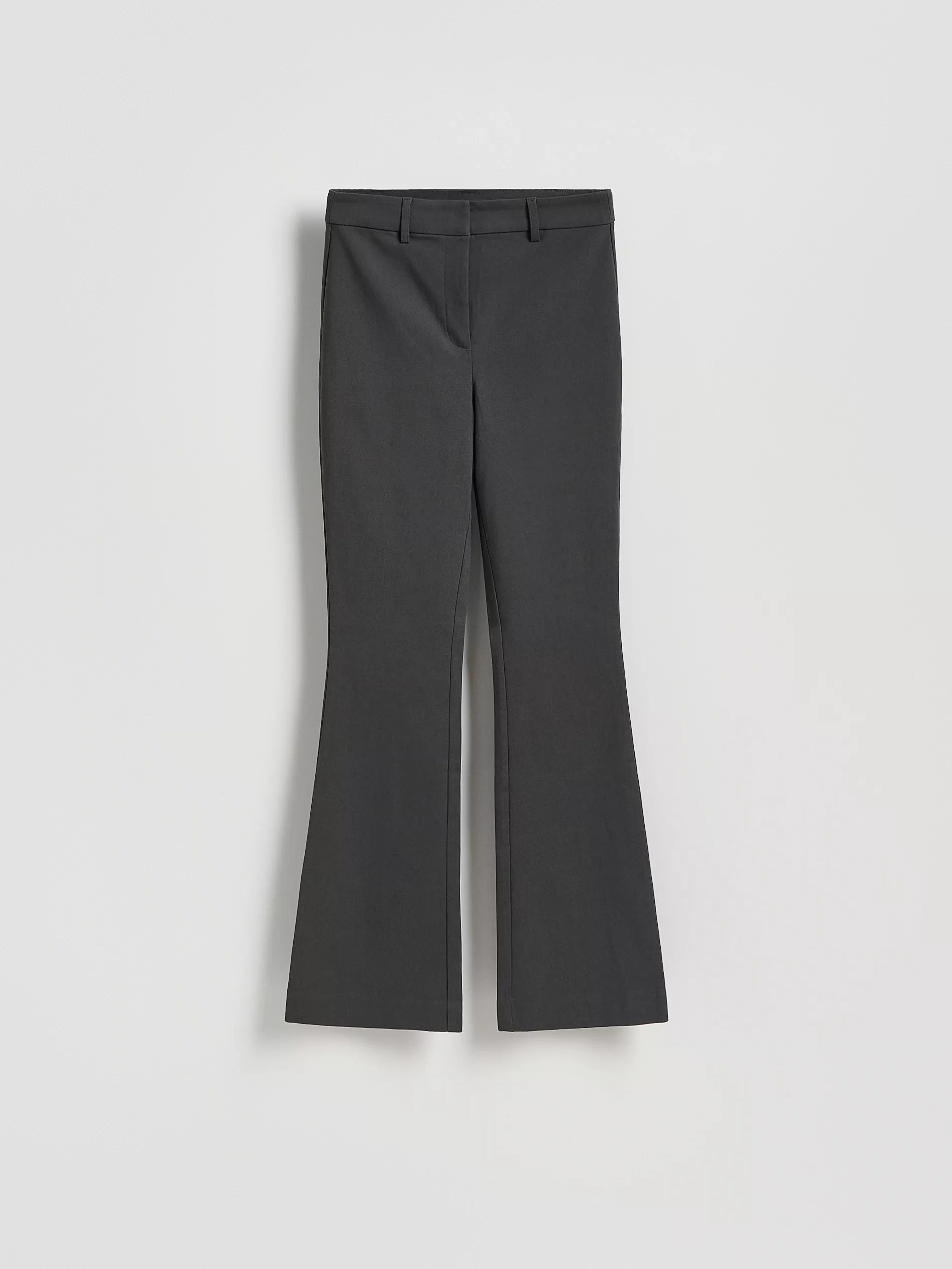Grey Viscose Blend Flare Trousers, Grey, large image number 4