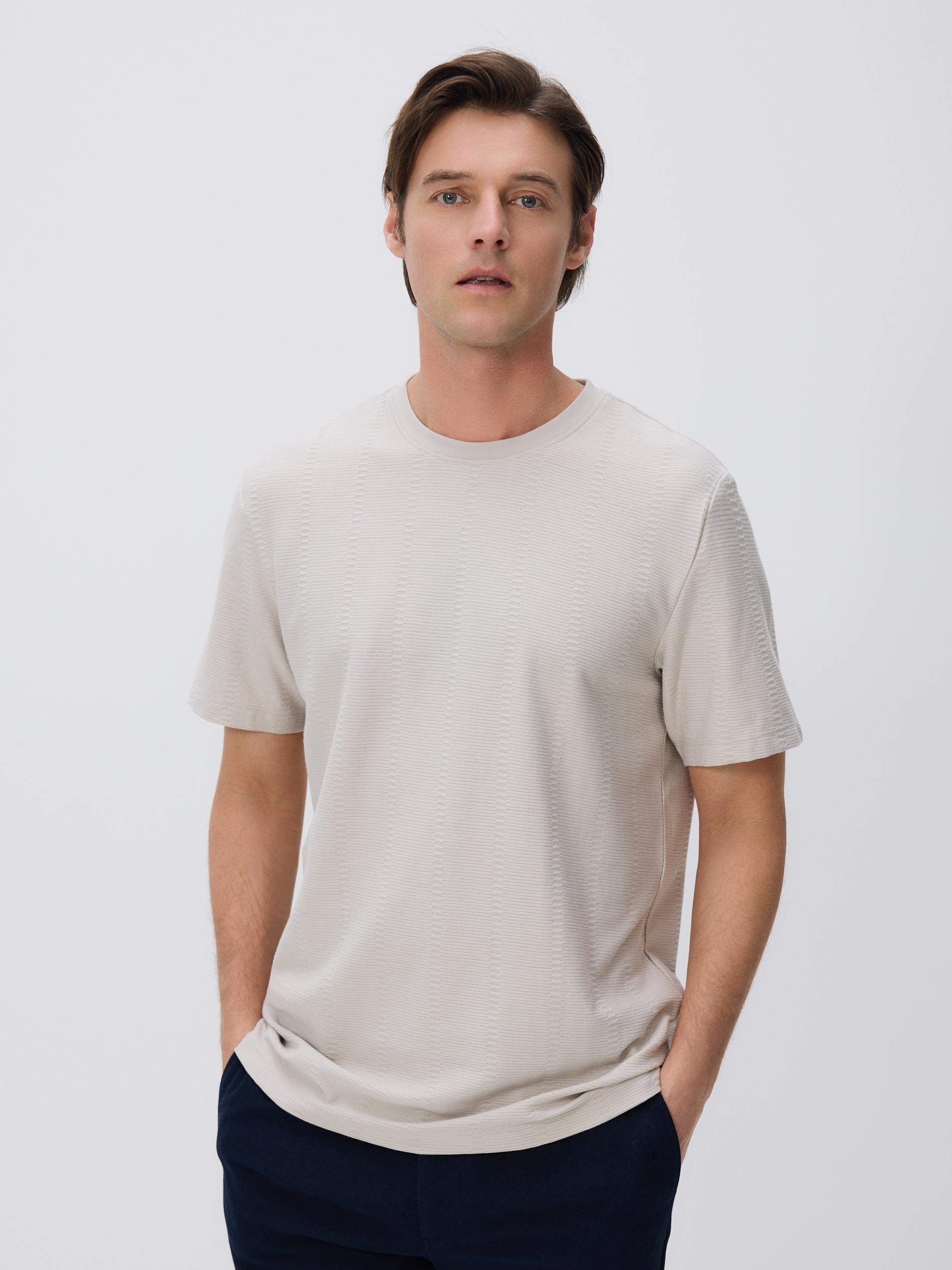 Grey Regular Fit Structural Fabric T-Shirt, Light grey, large image number 0