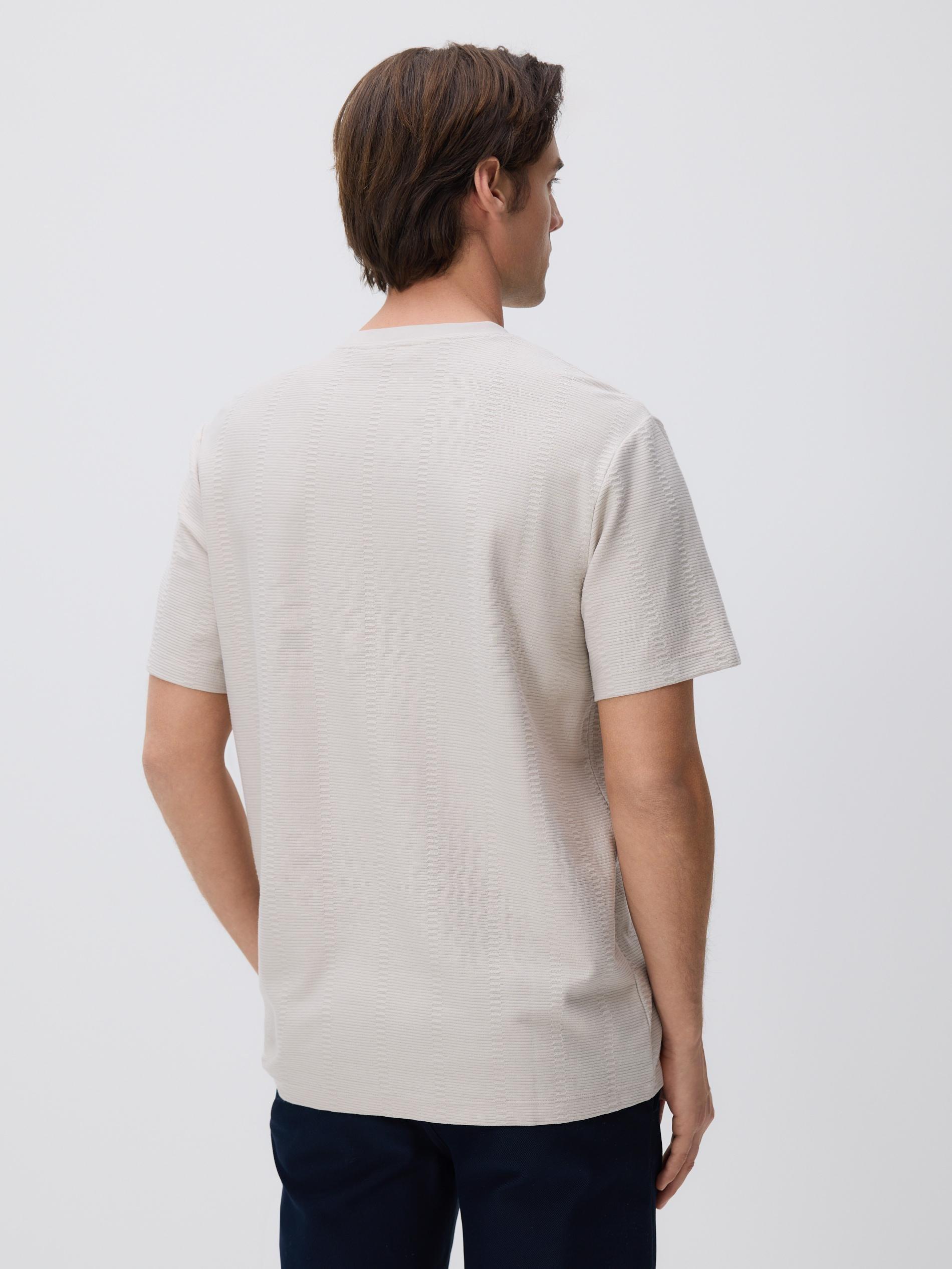 Grey Regular Fit Structural Fabric T-Shirt, Light grey, large image number 3