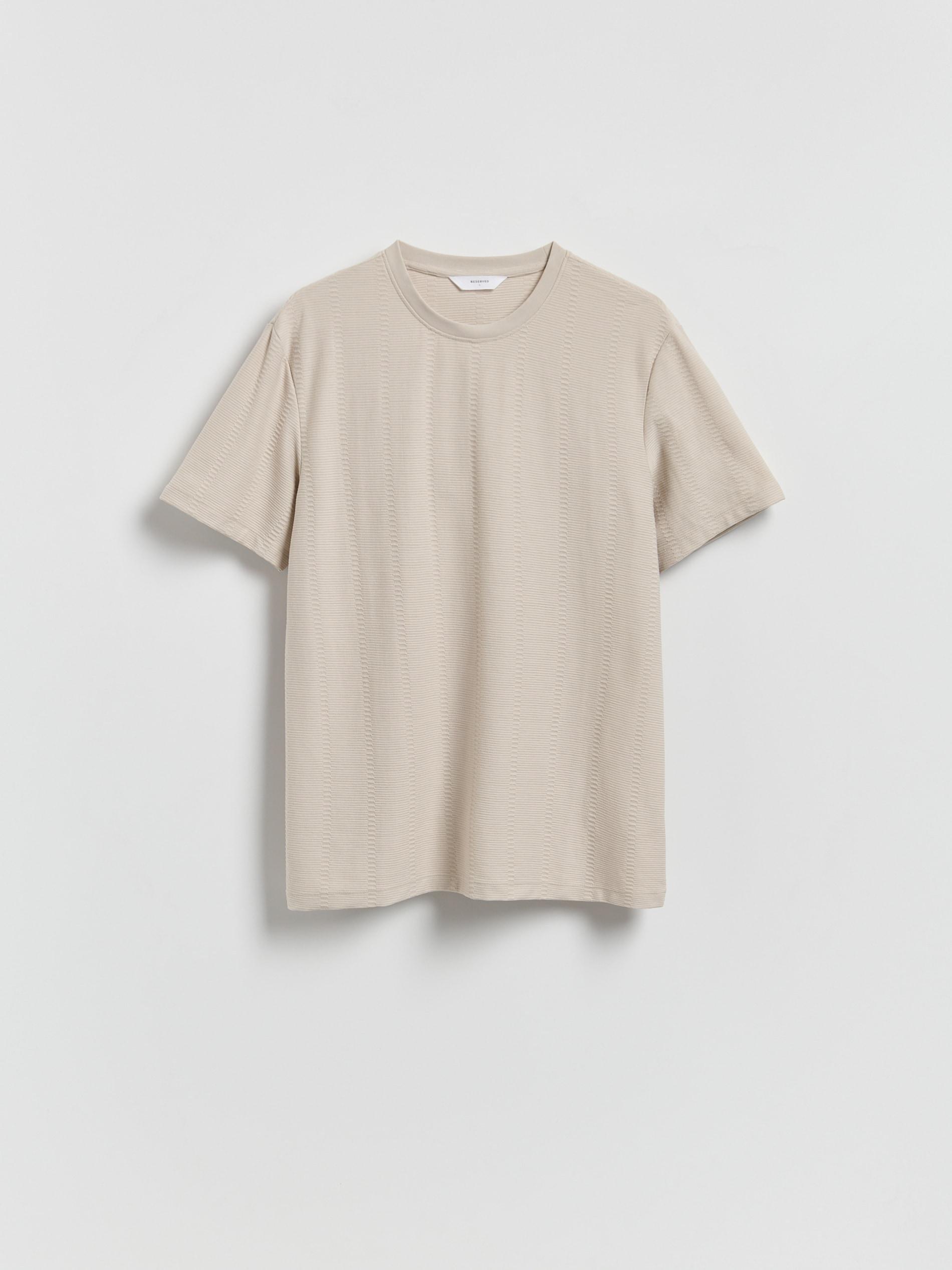Grey Regular Fit Structural Fabric T-Shirt, Light grey, large image number 4