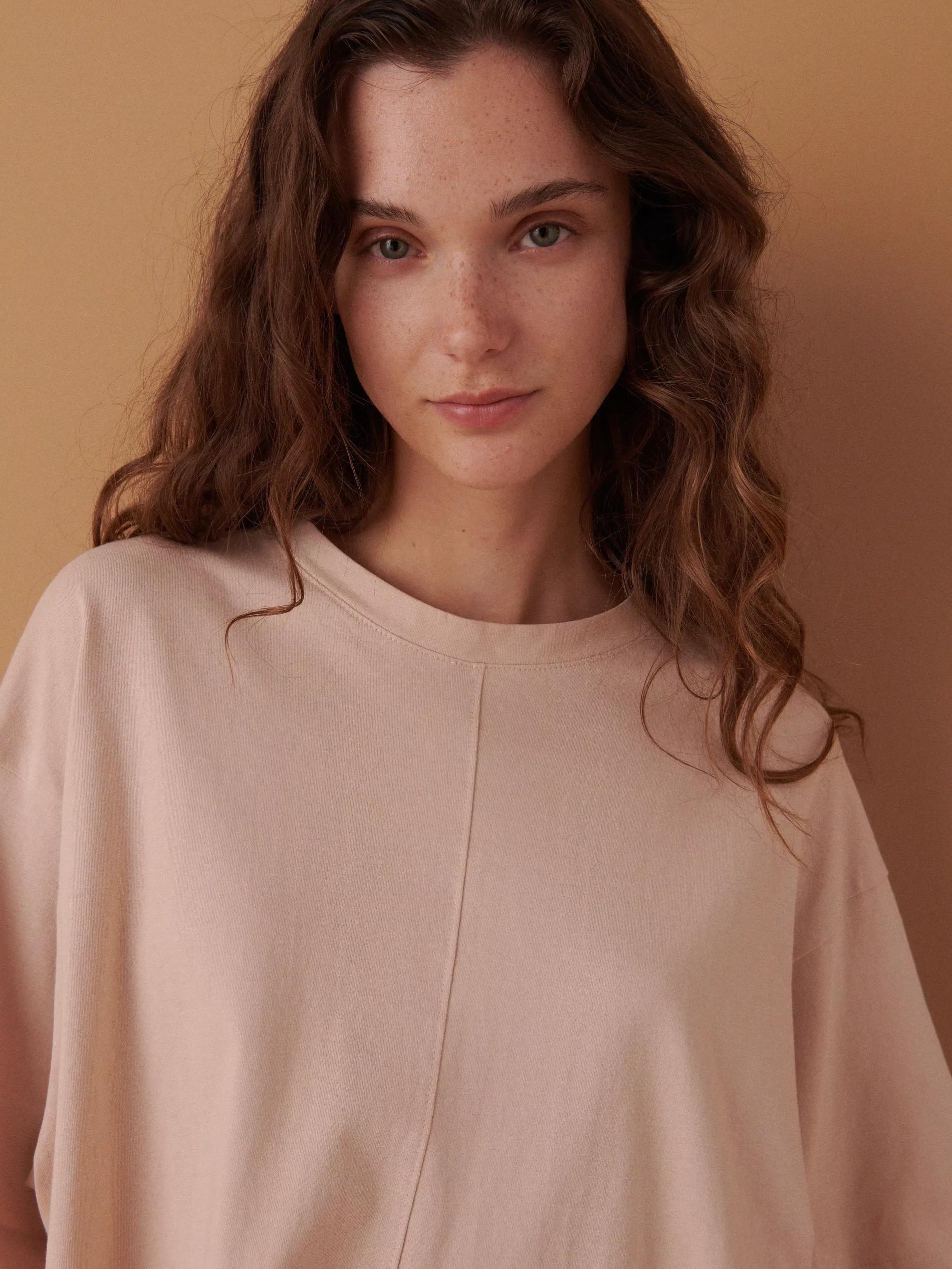 Nude Two-Piece Pajamas Made Of Organic Cotton, Women, , large image number 1