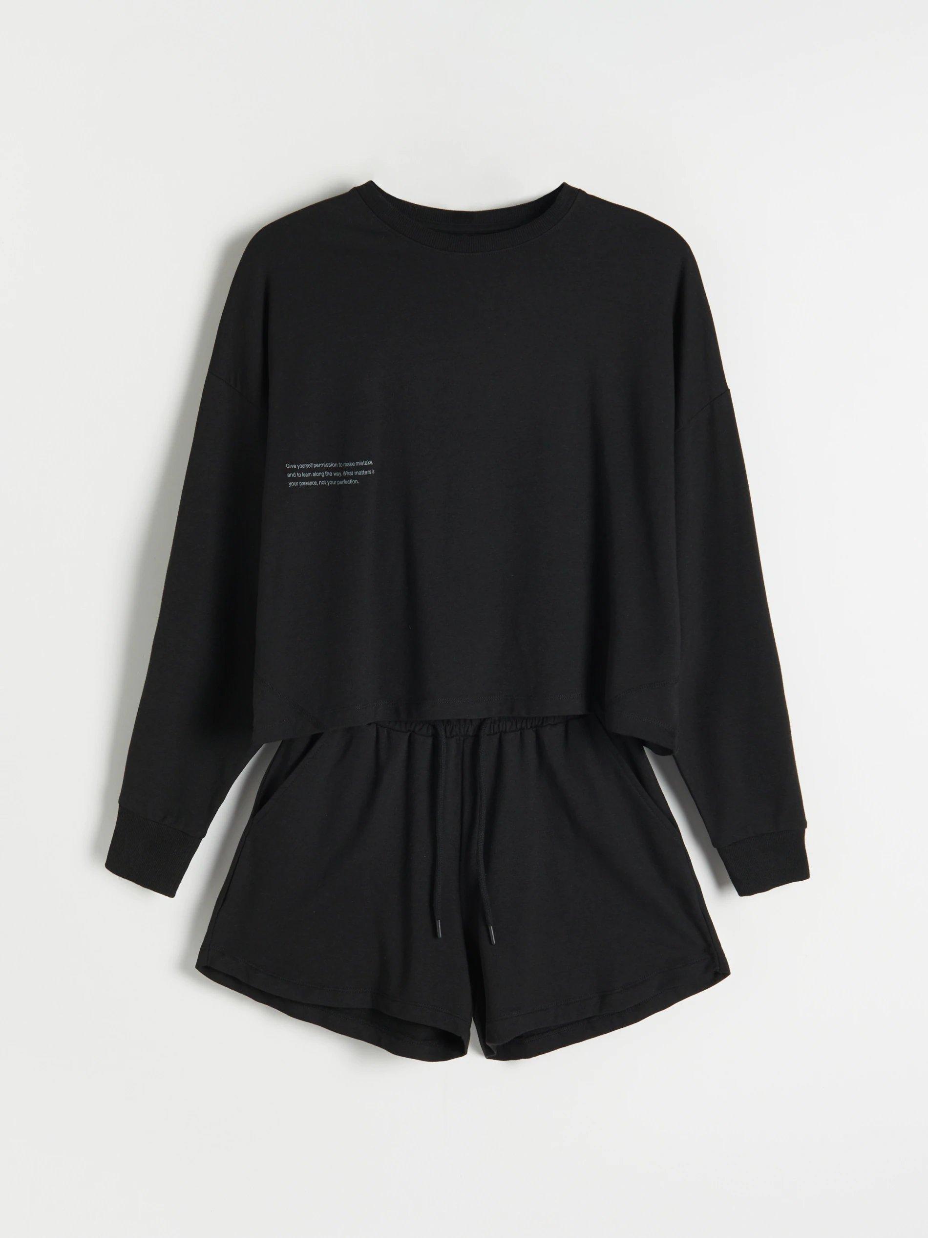 Black Two Piece Pyjama Set, Women, , large image number 0