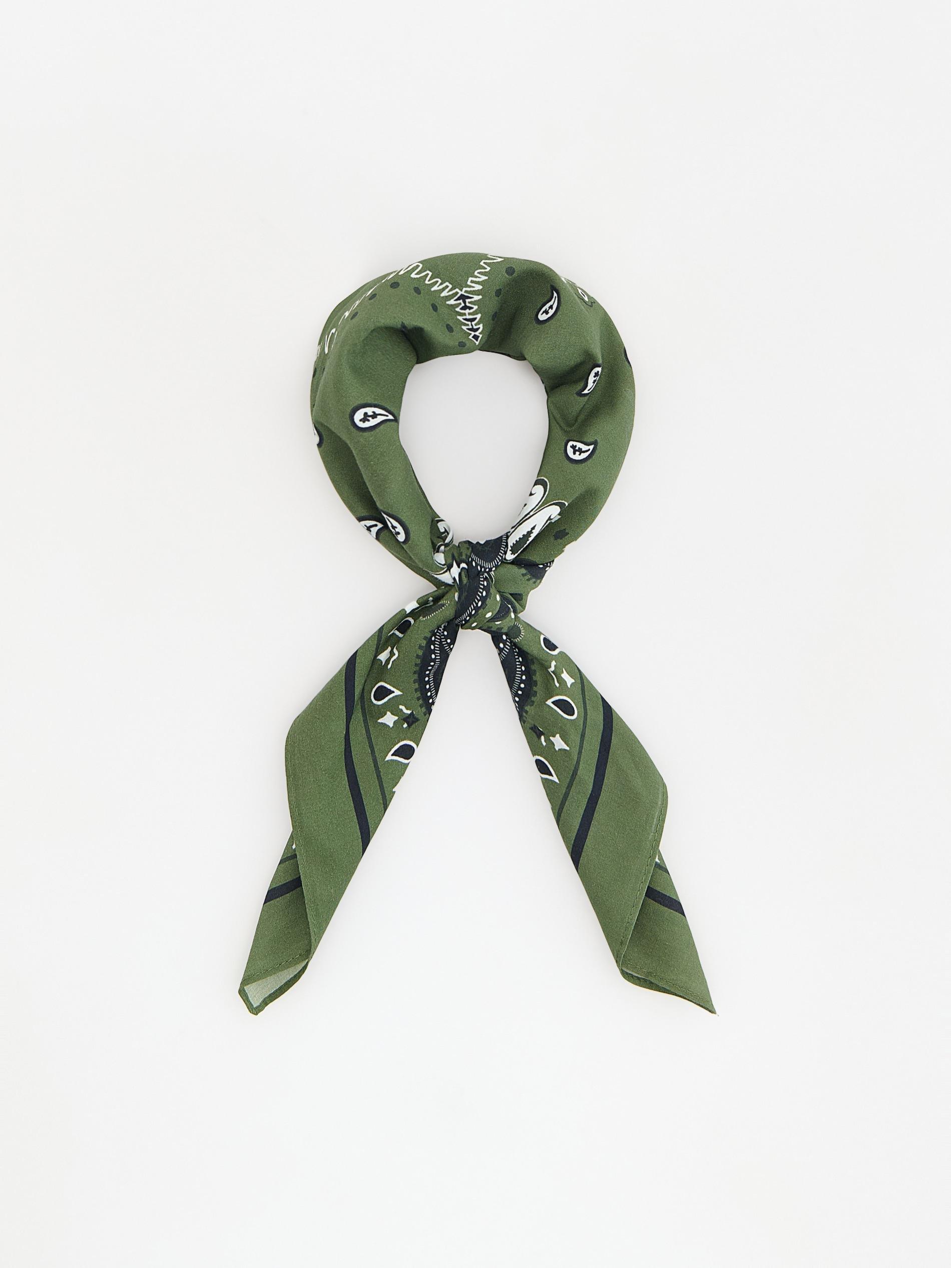Green Cotton Bandanna, Khaki, medium