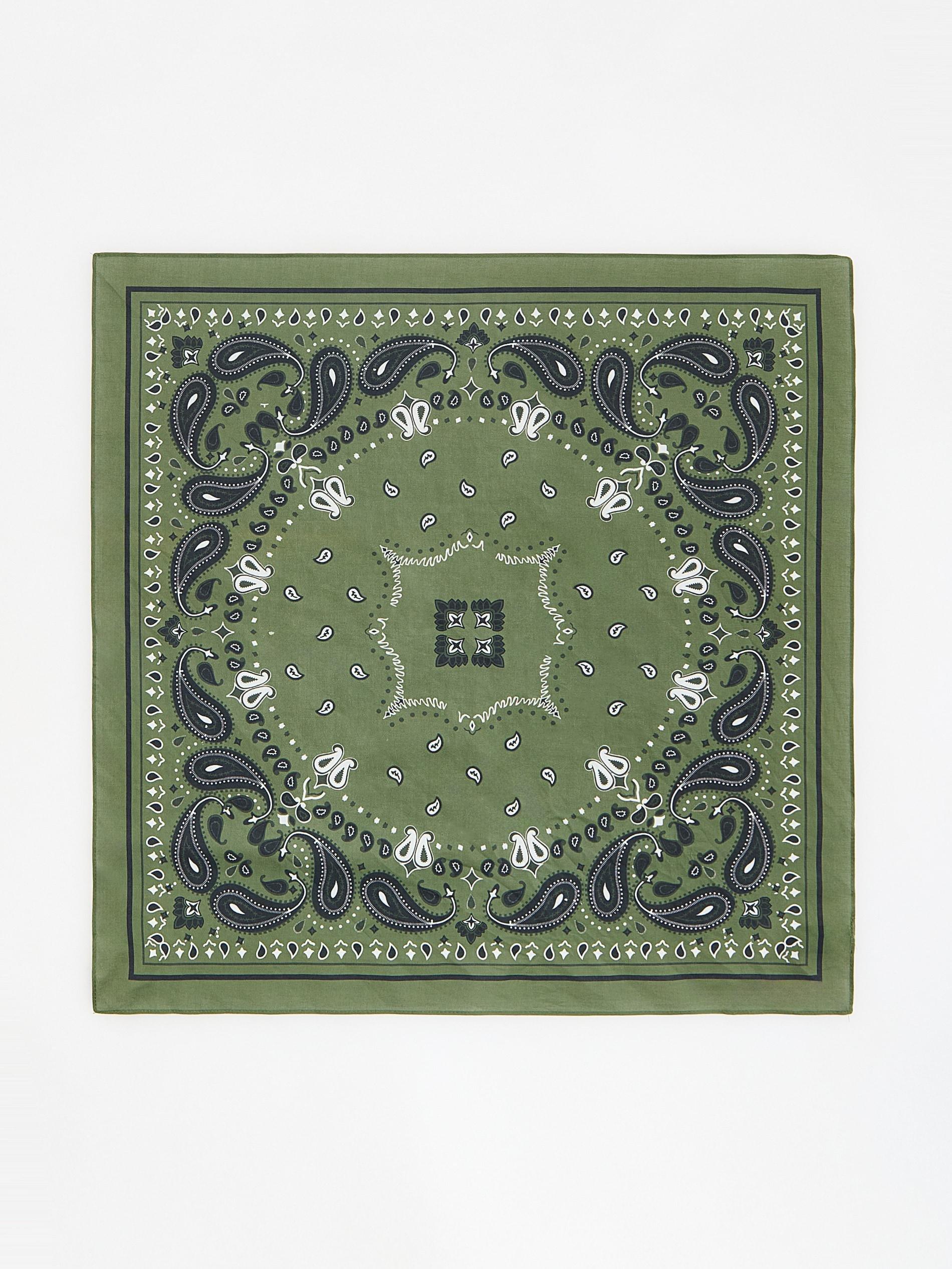 Green Cotton Bandanna, Khaki, medium