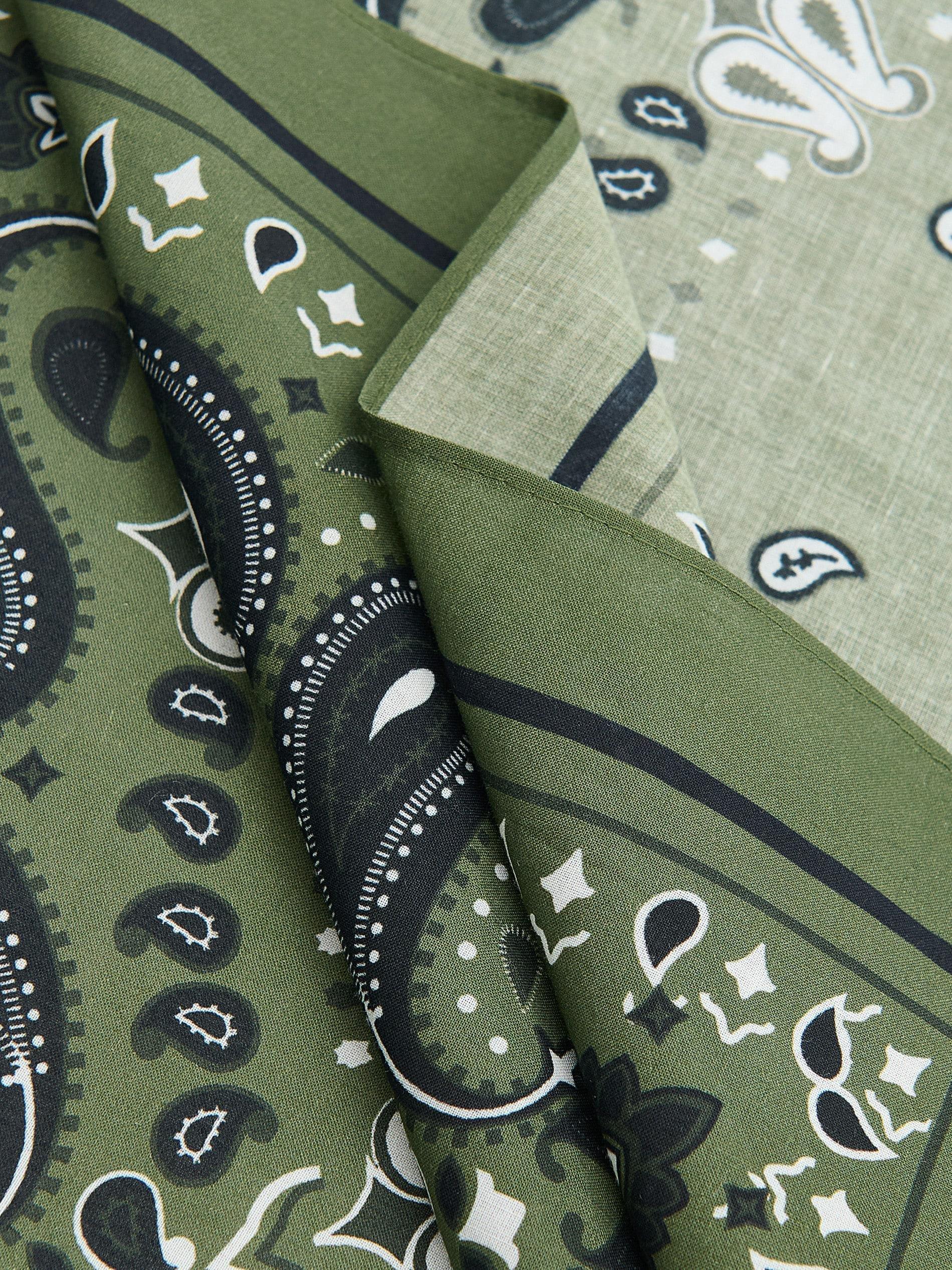 Green Cotton Bandanna, Khaki, large image number 2