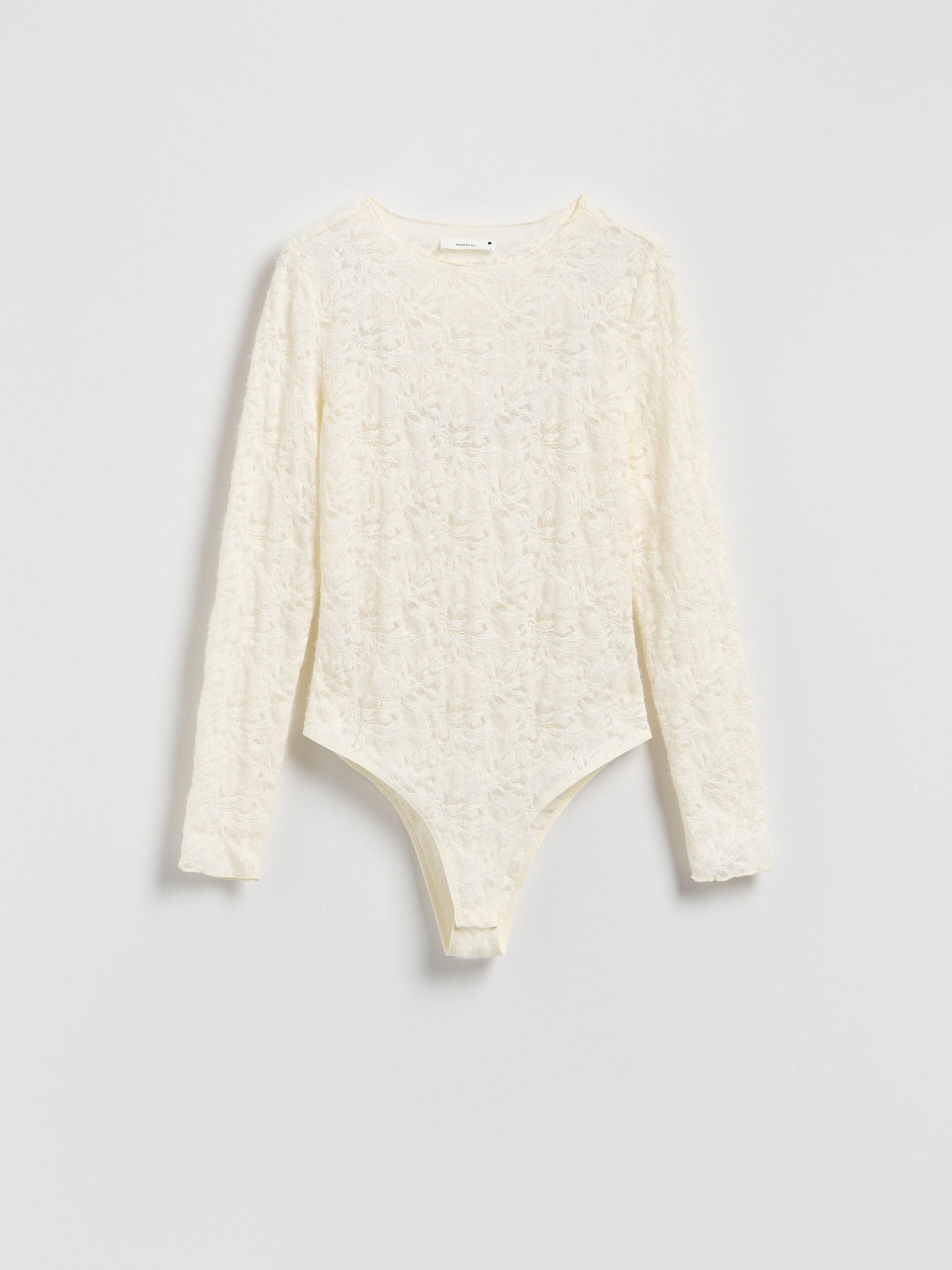 White Long Sleeve Lace Blouse, Ivory, large image number 4
