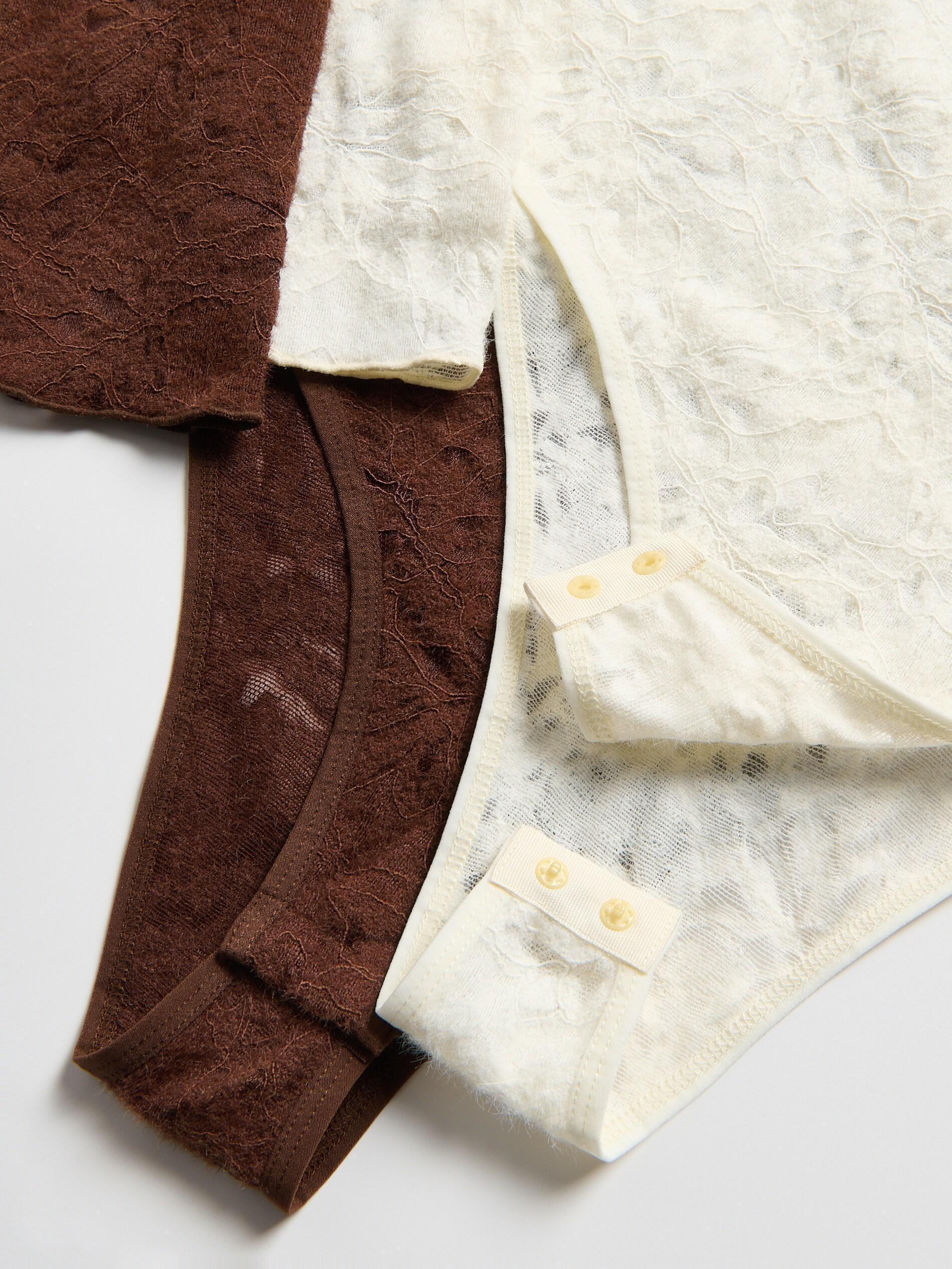 White Long Sleeve Lace Blouse, Ivory, large image number 5