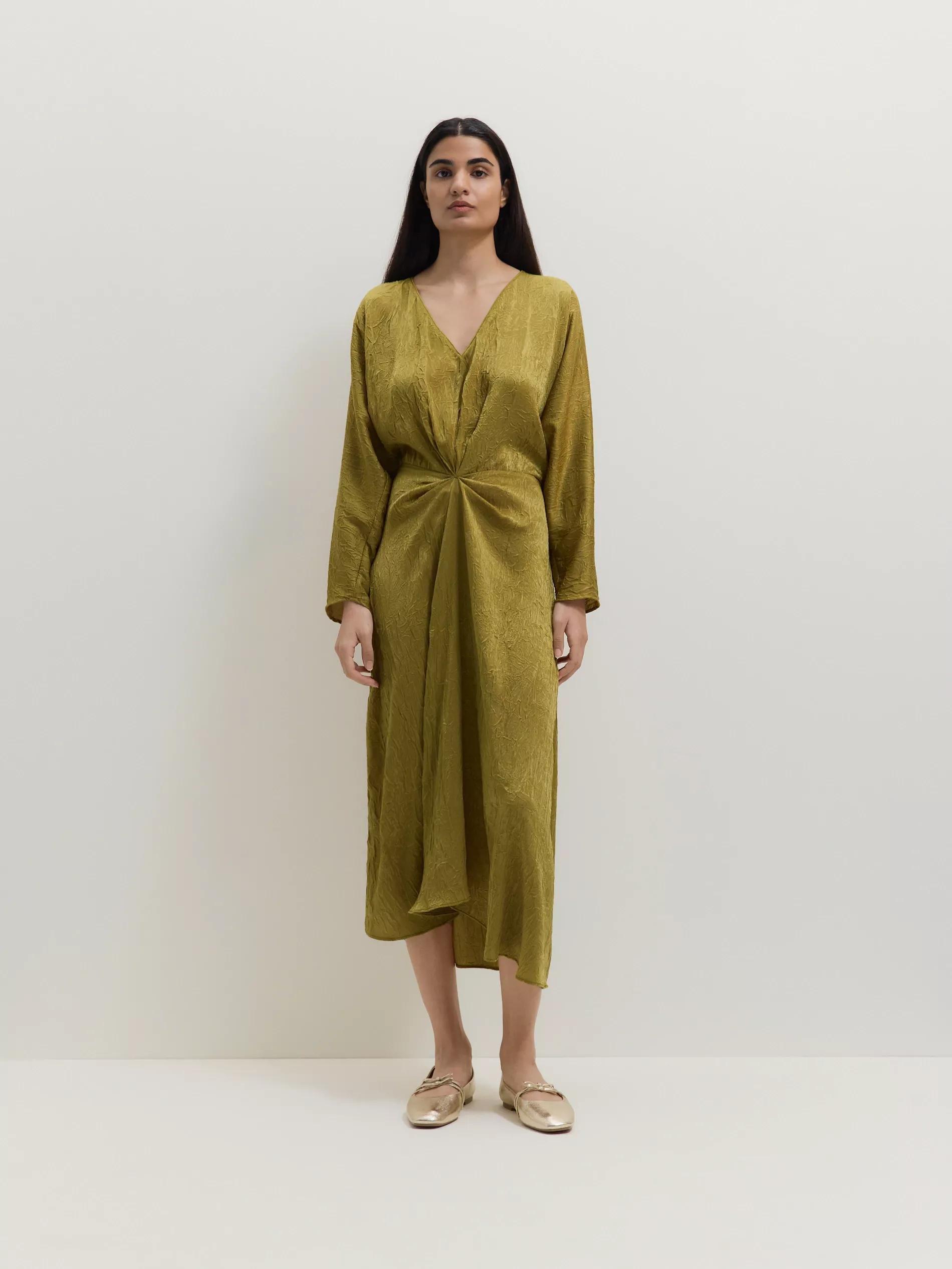 Green Maxi Dress With Crepe Details, , large image number 0