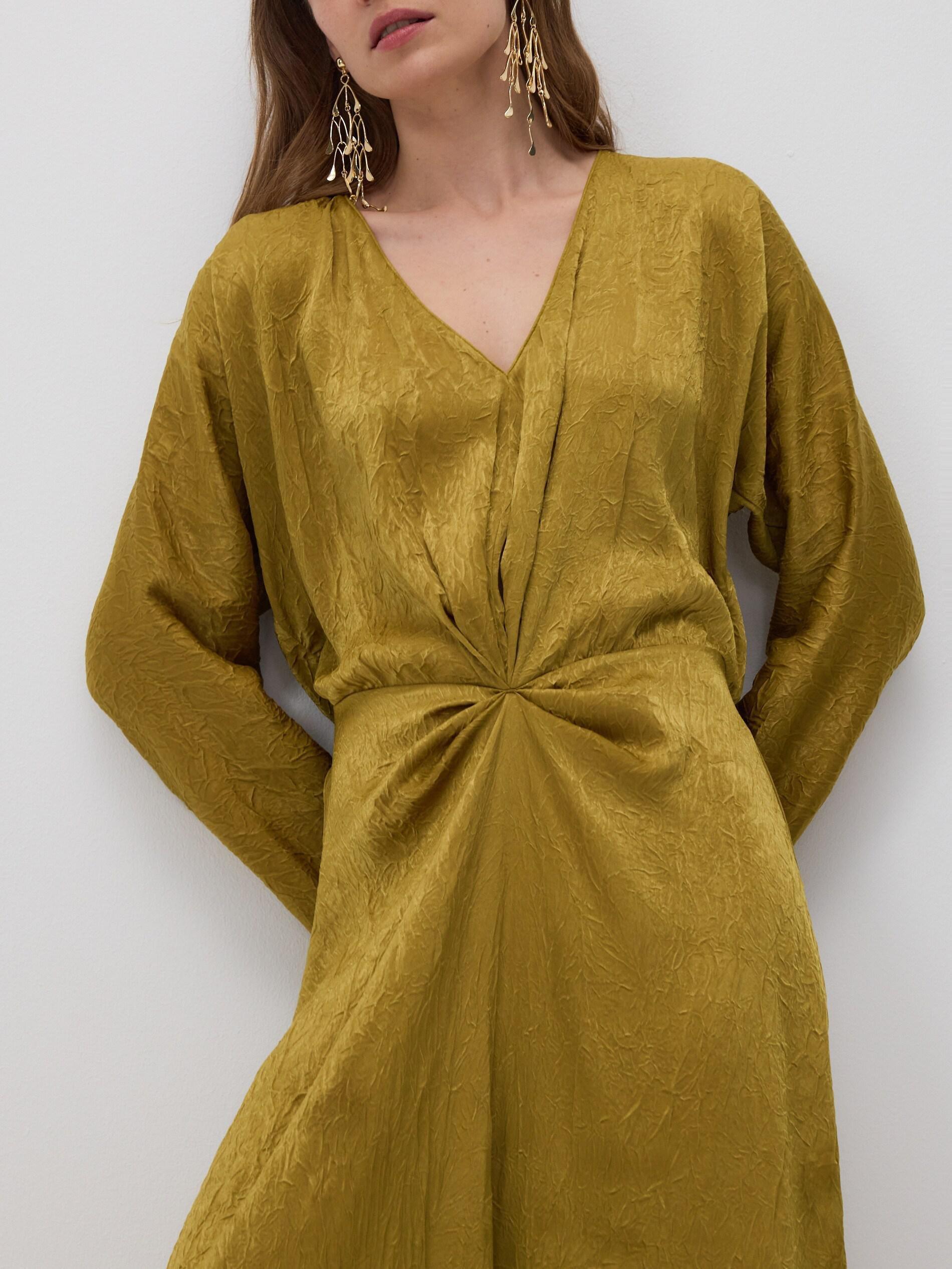 Green Maxi Dress With Crepe Details, Green, large image number 1