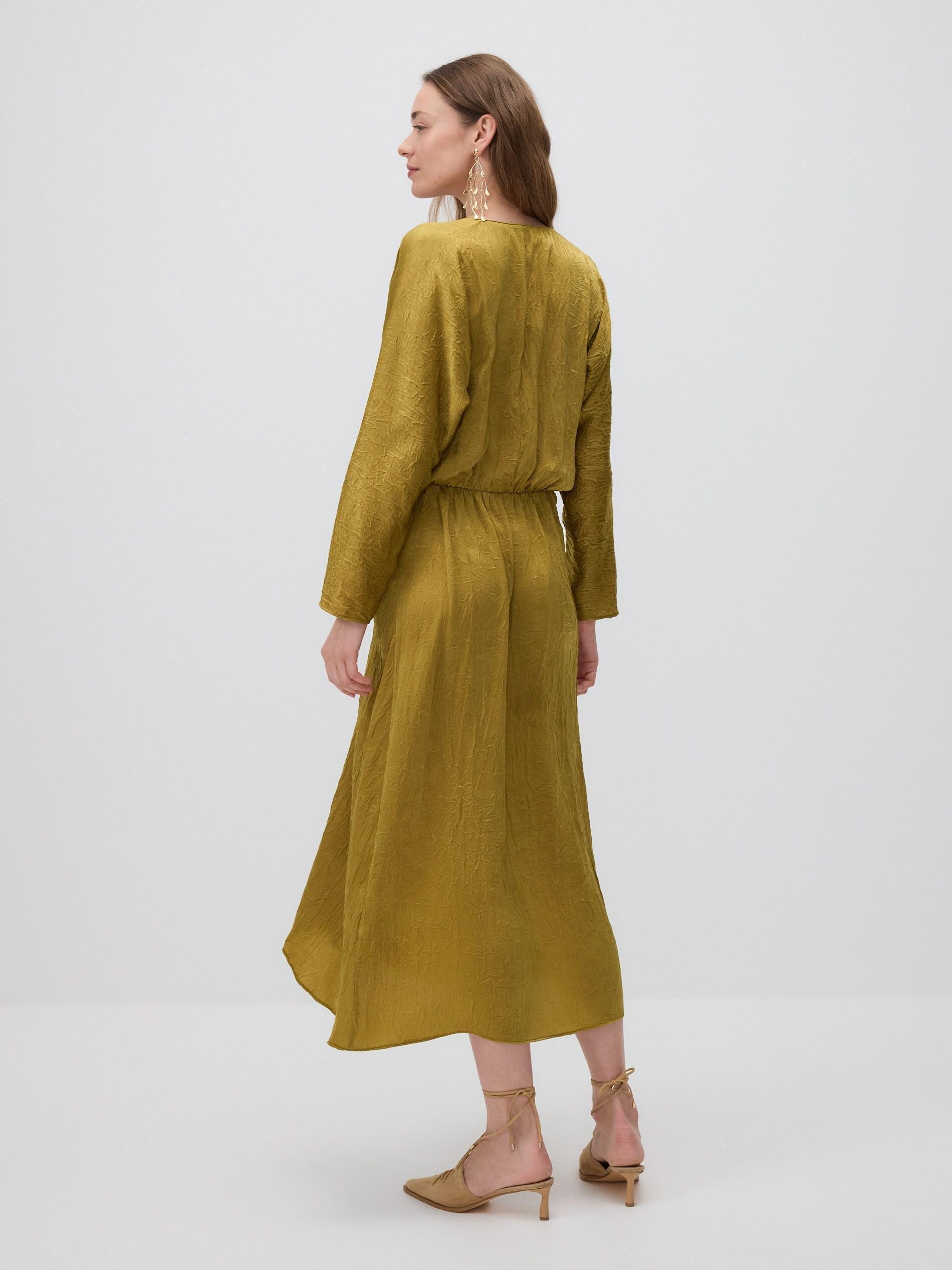 Green Maxi Dress With Crepe Details, Green, large image number 2
