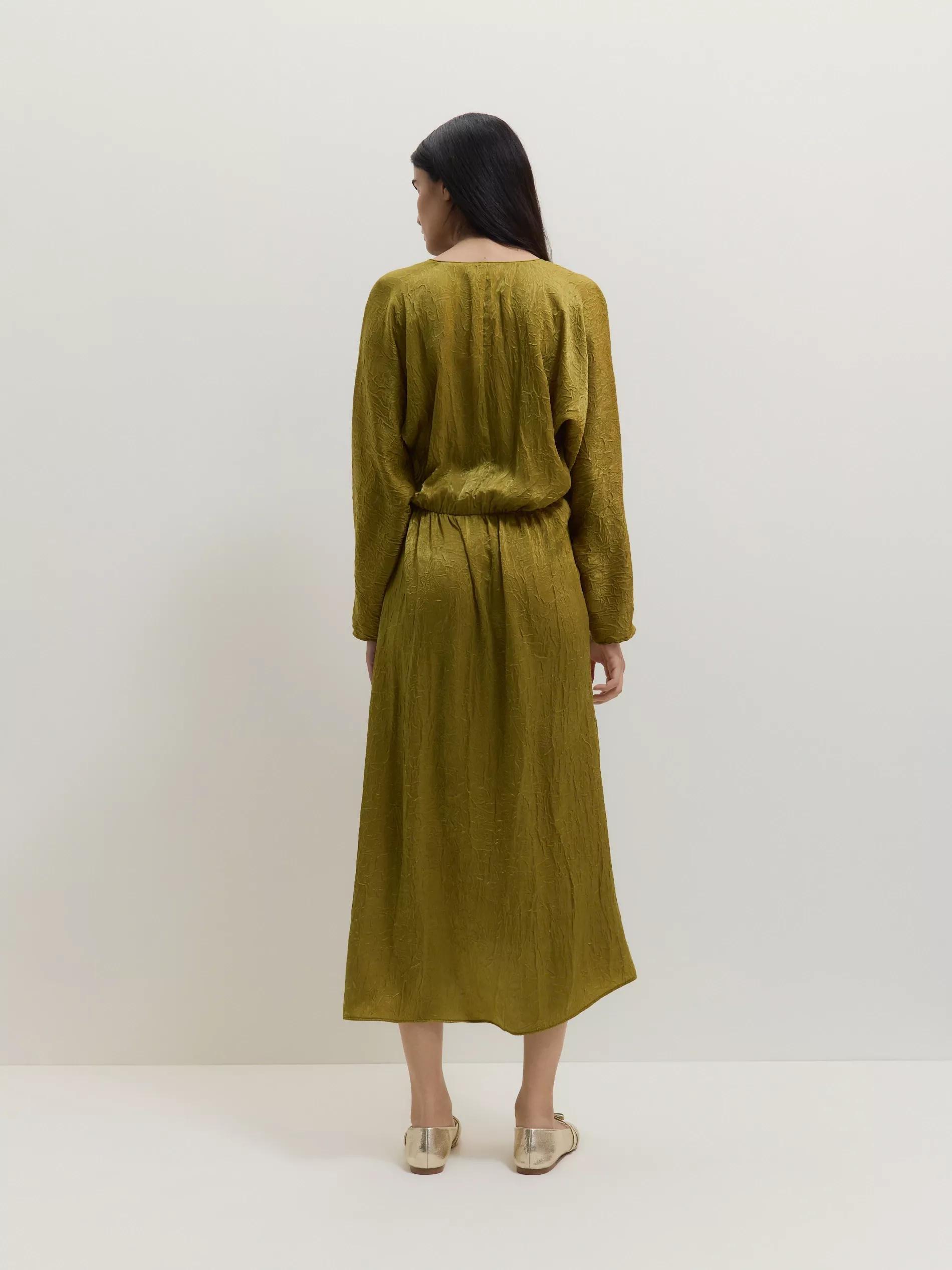 Green Maxi Dress With Crepe Details, , large image number 4