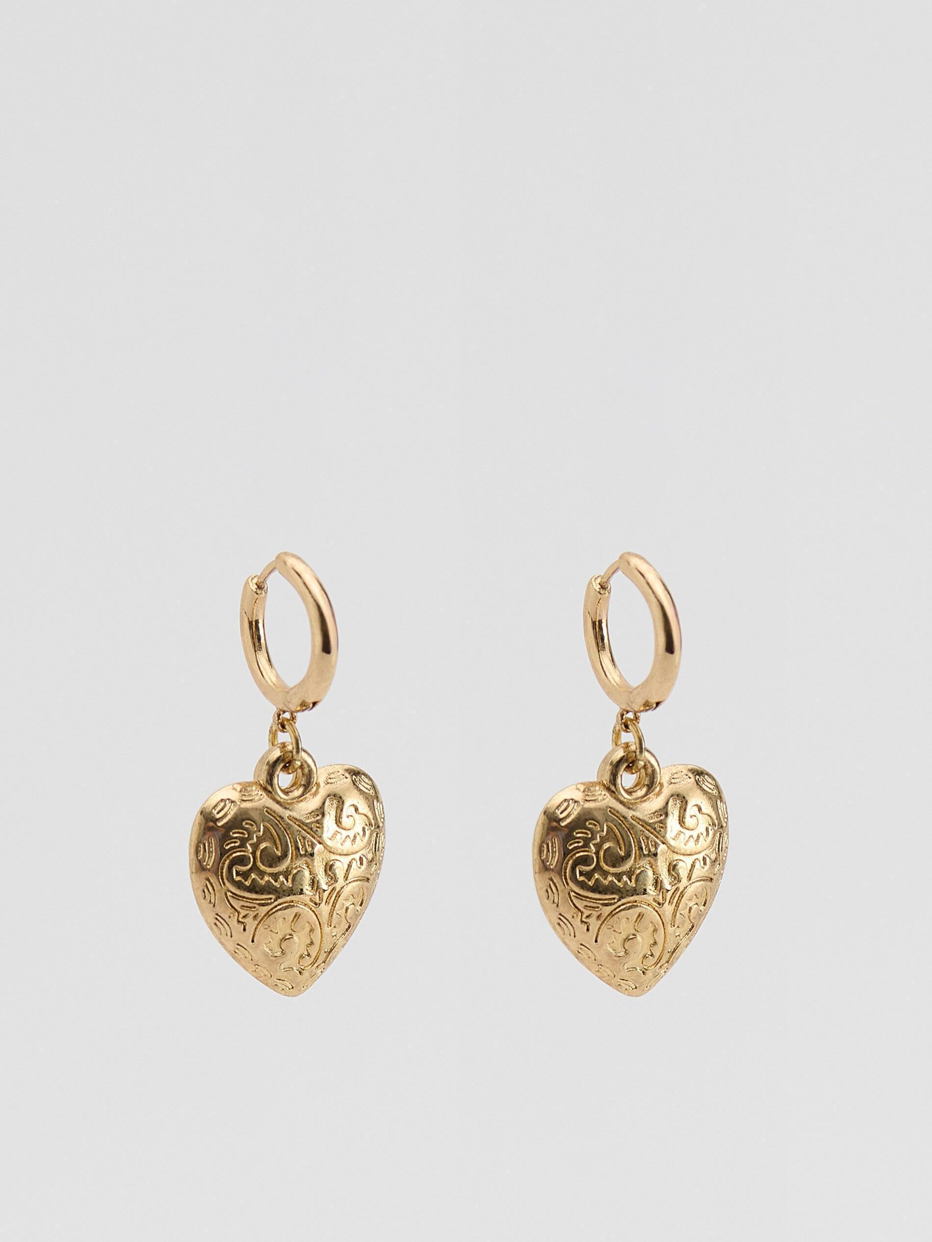 Golden Hoop Earrings With Beads And Pendants, Golden, large image number 0