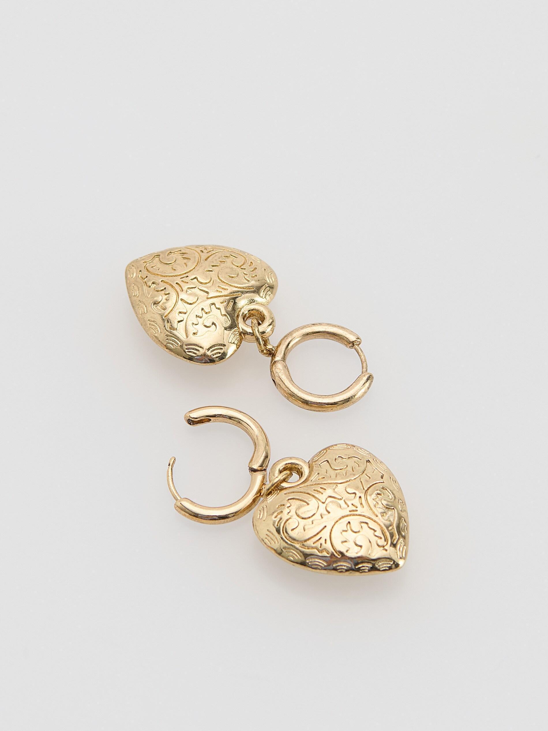 Golden Hoop Earrings With Beads And Pendants, Golden, large image number 1