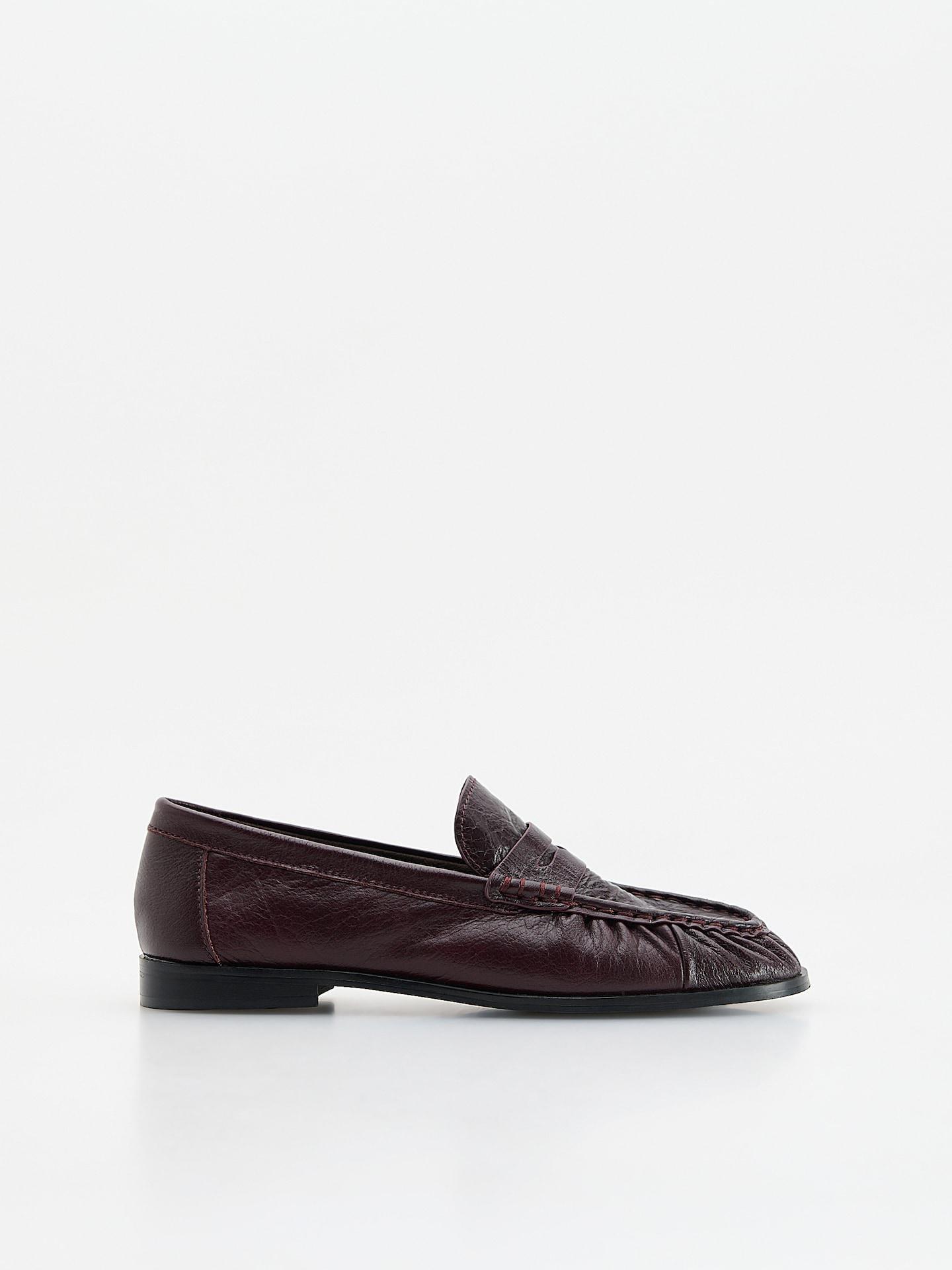 Red Leather Loafers, Burgundy, large image number 0
