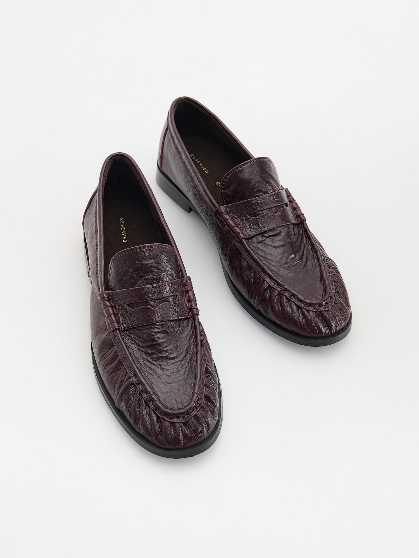 Red Leather Loafers, Burgundy, medium