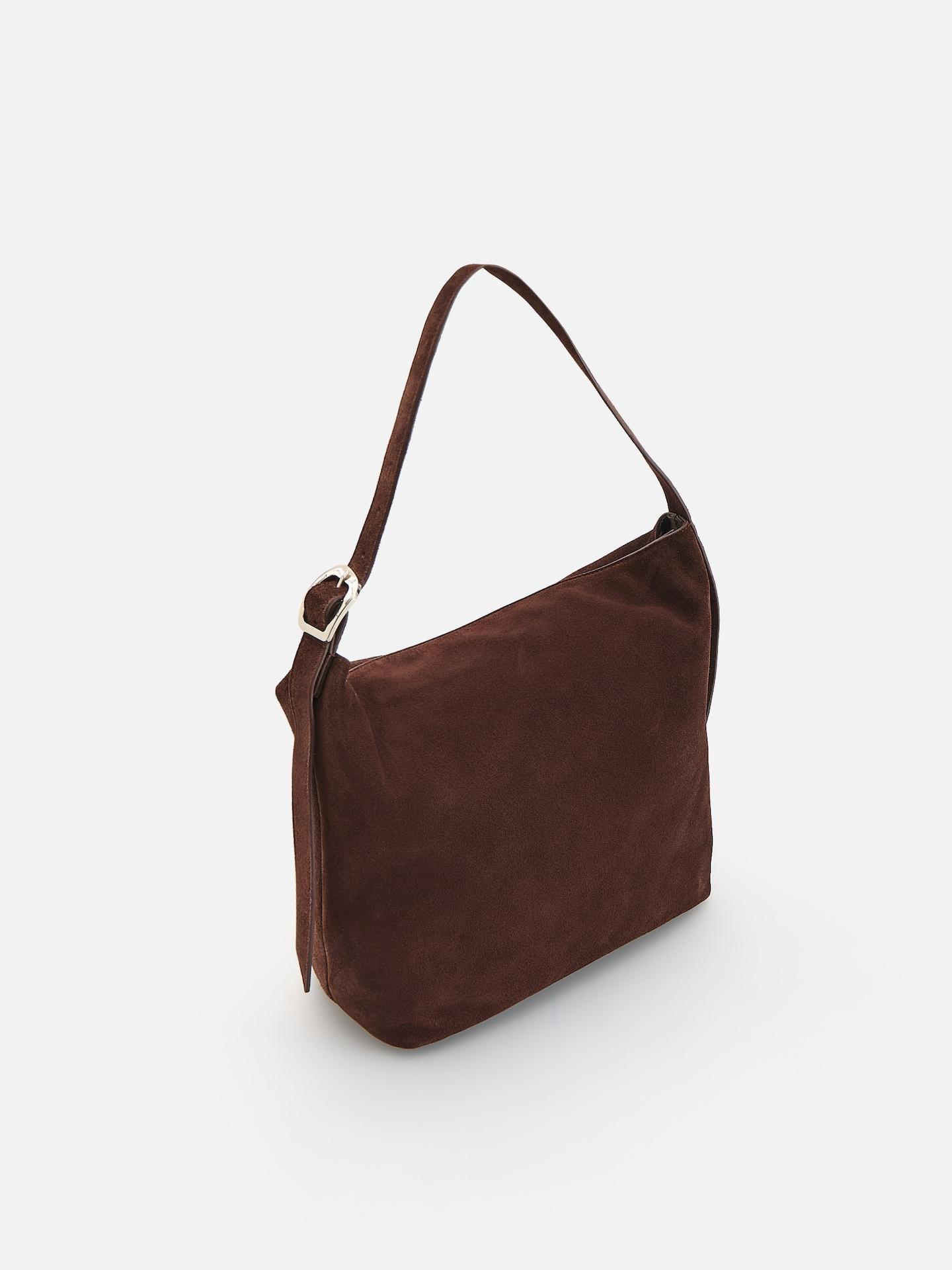 Brown Suede Shoulder Bag, Brown, large image number 3