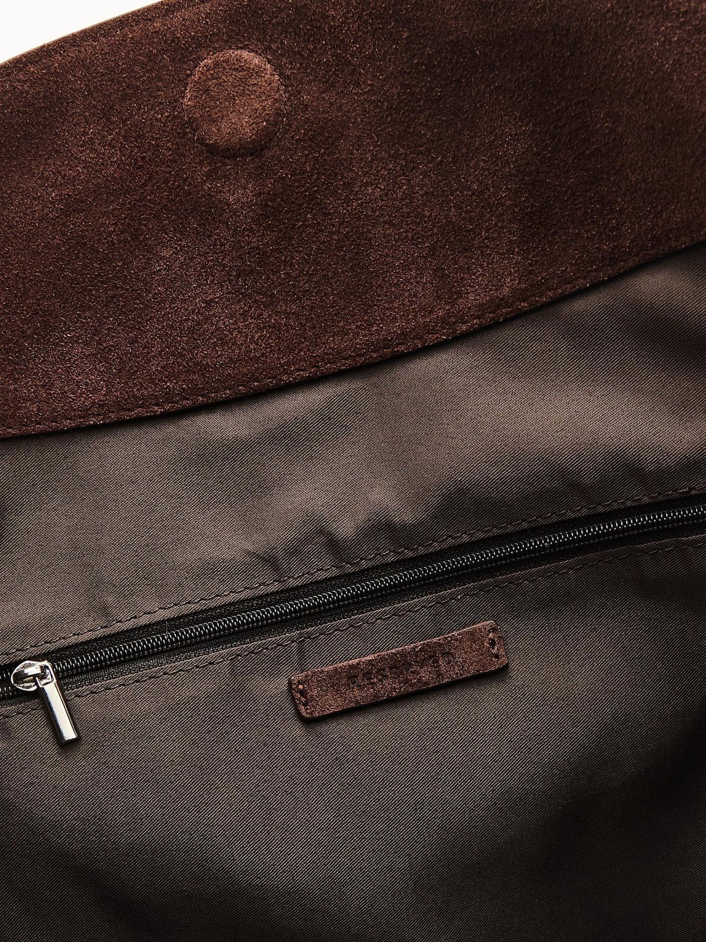 Brown Suede Shoulder Bag, Brown, large image number 4