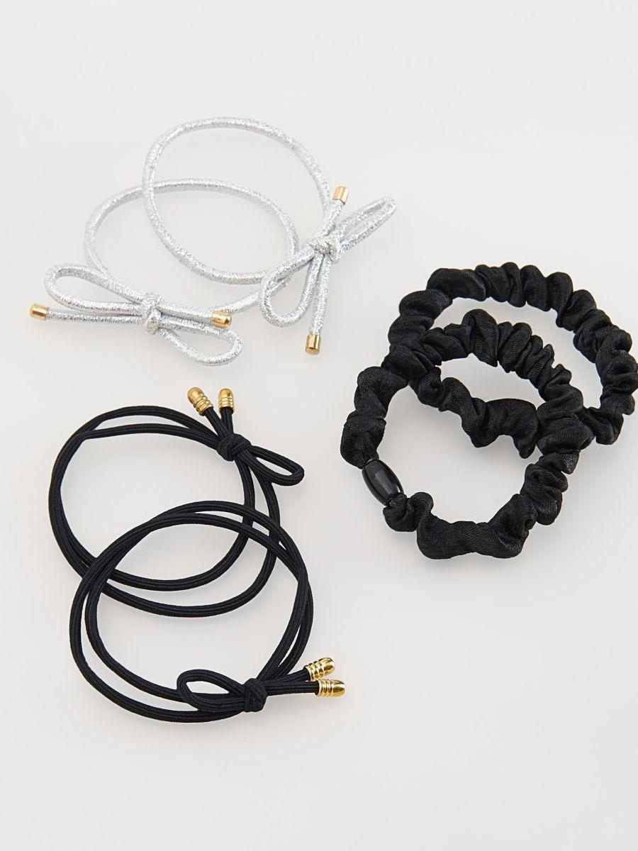 Black Scrunchies Set Of 6, Black, large image number 0