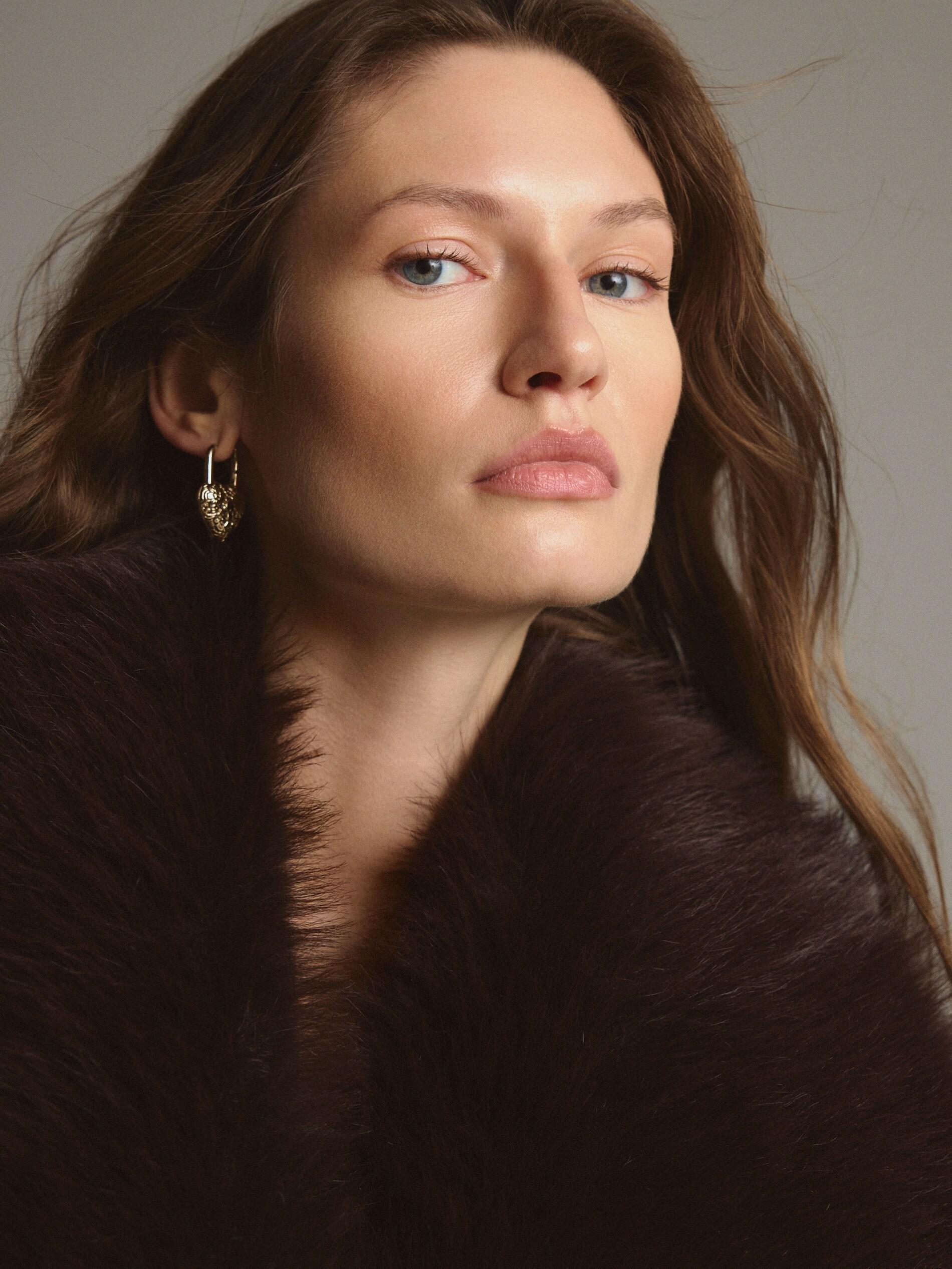 Gold Heart-Shaped Earrings, Golden, large image number 0