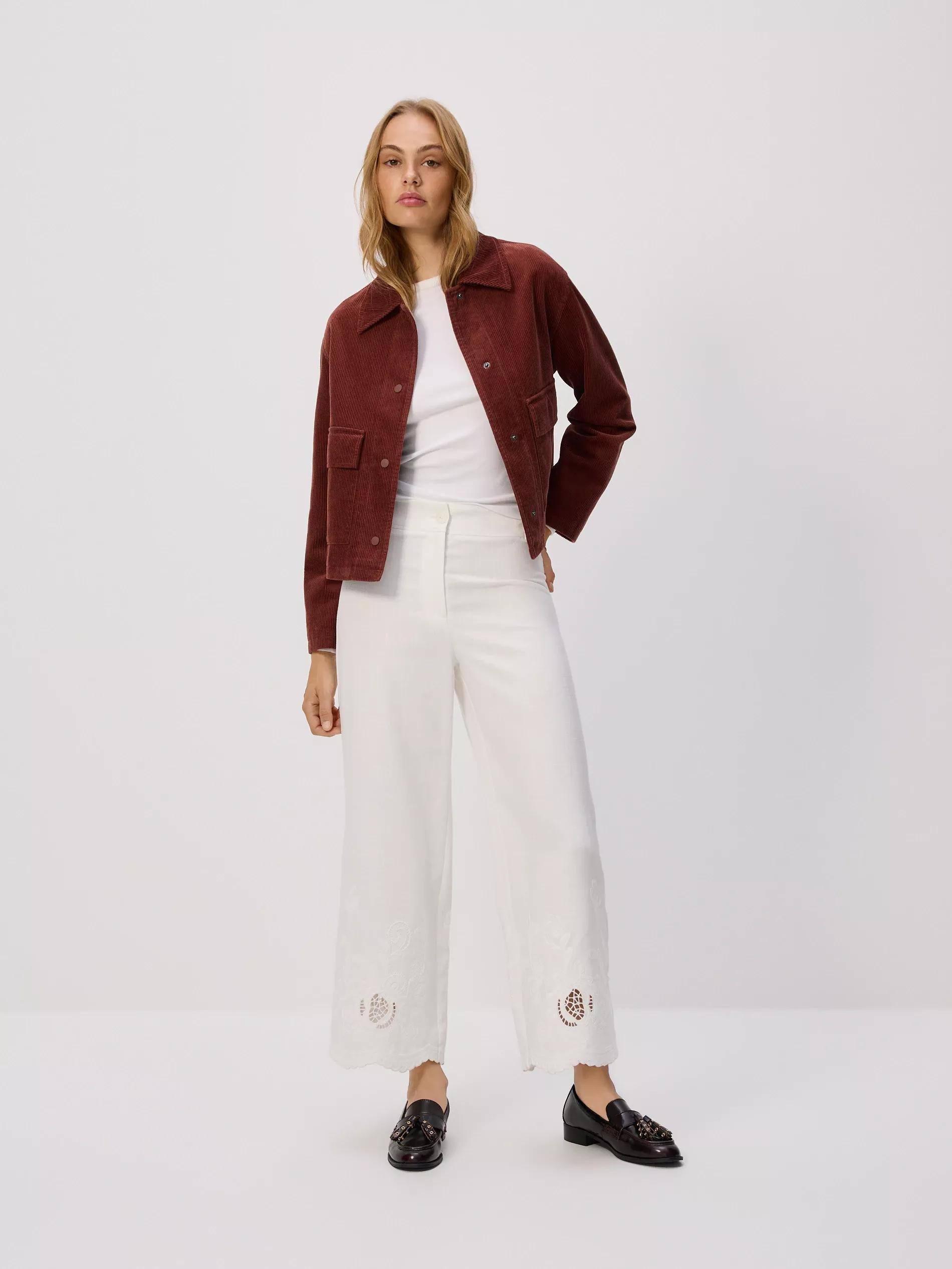 WHITE Linen rich wide leg trousers, White, medium