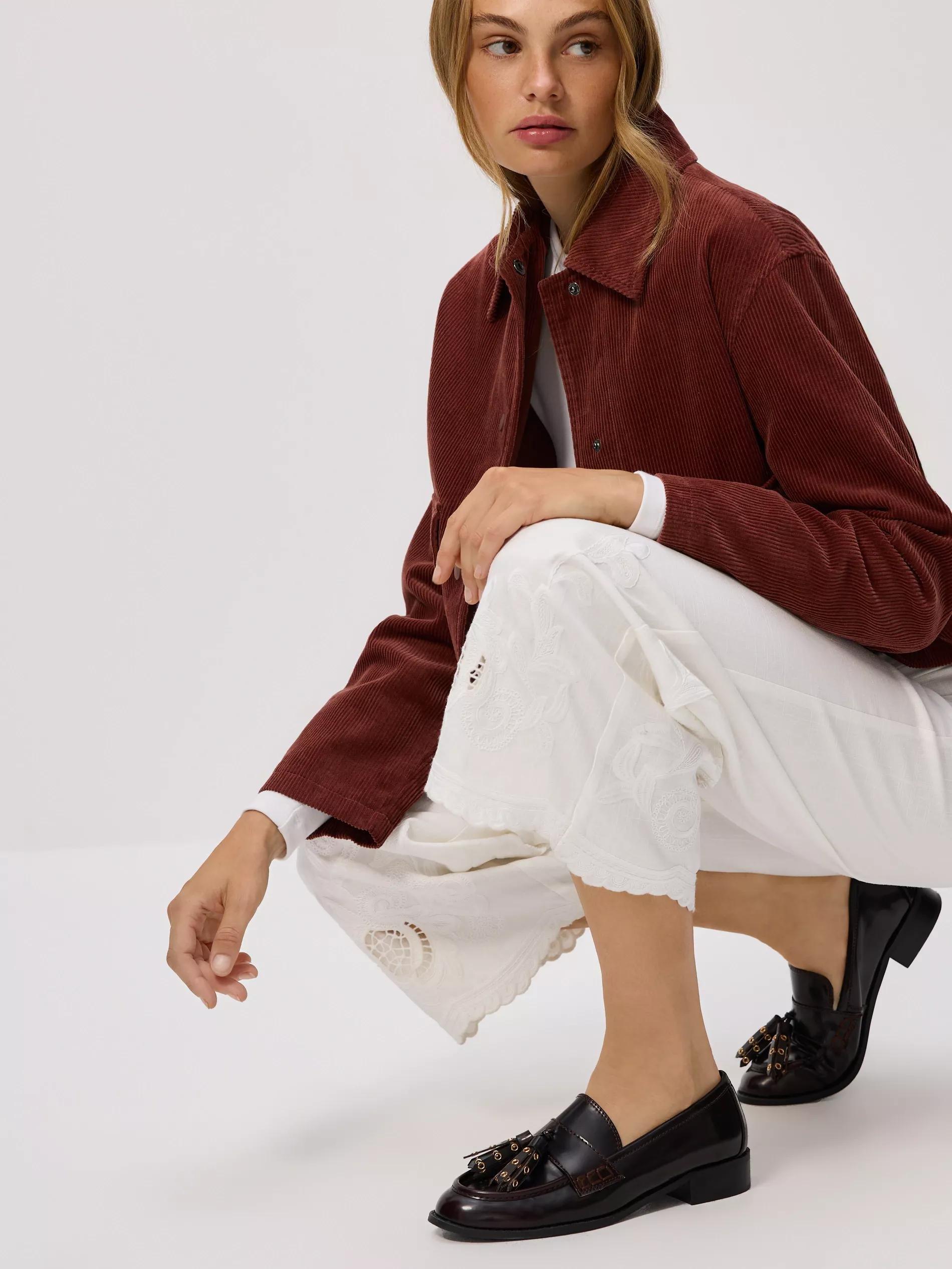 WHITE Linen rich wide leg trousers, White, medium