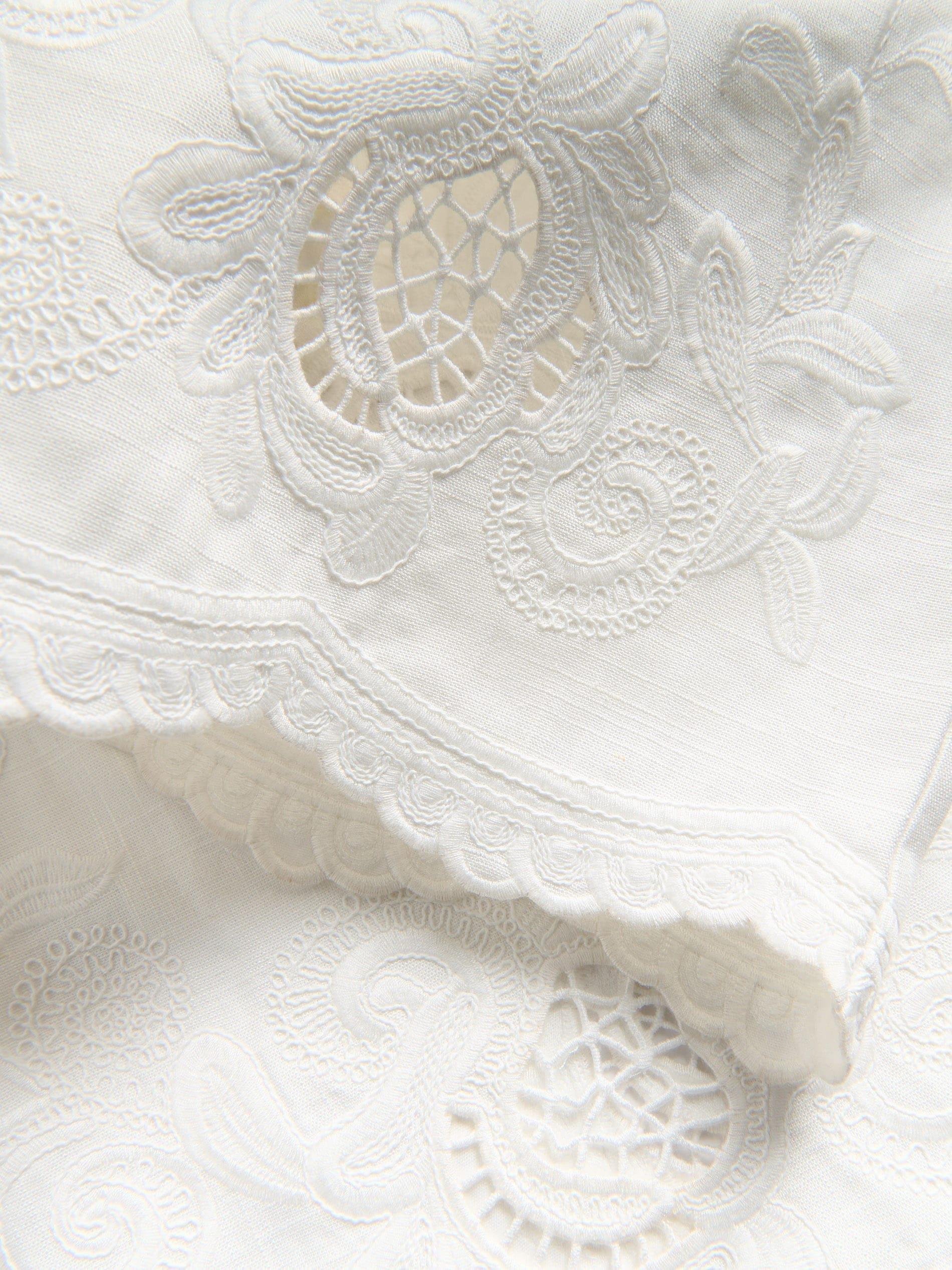 WHITE Linen rich wide leg trousers, White, large image number 5