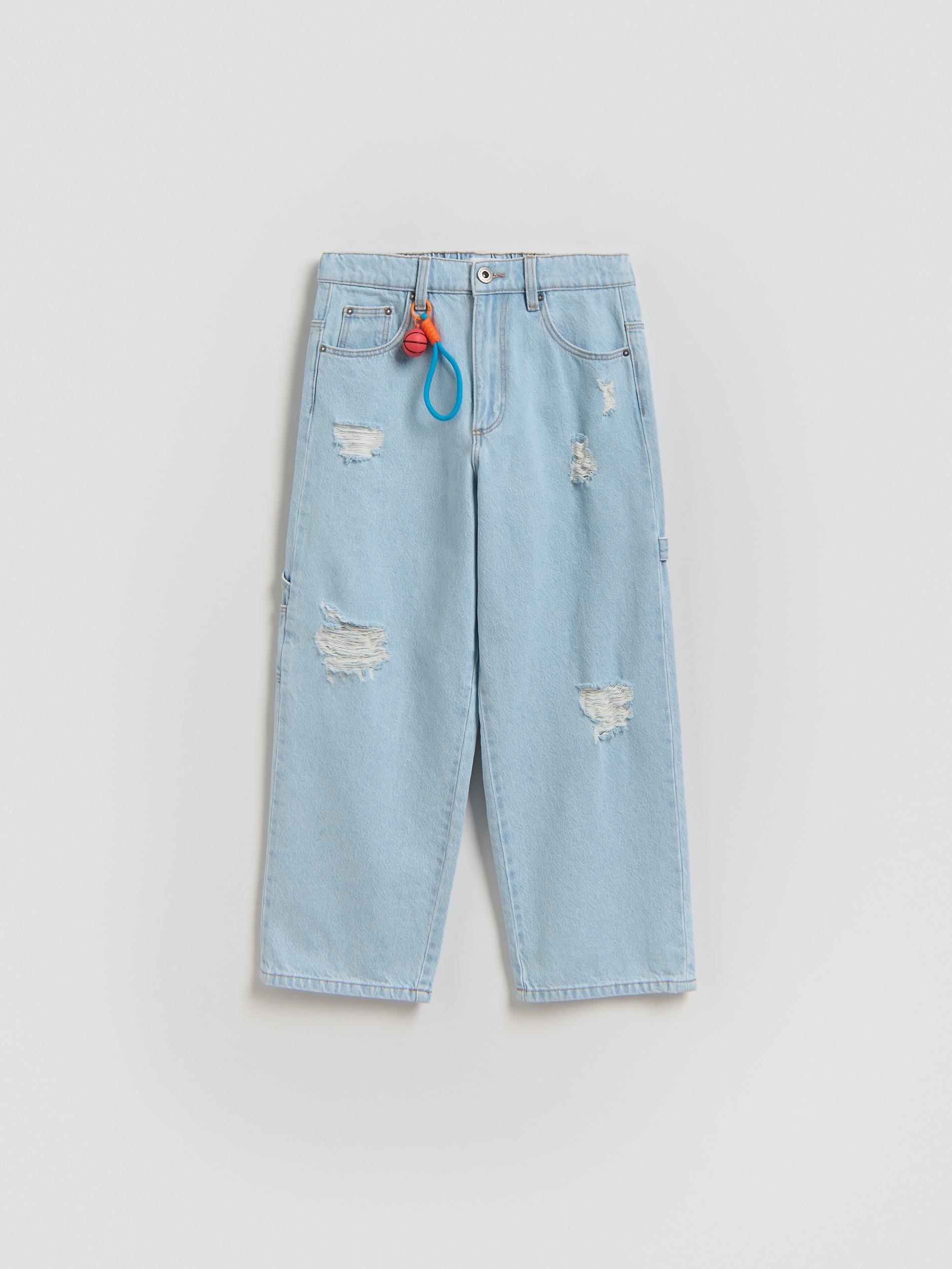 Blue Baggy Jeans With Keychain, Blue, medium